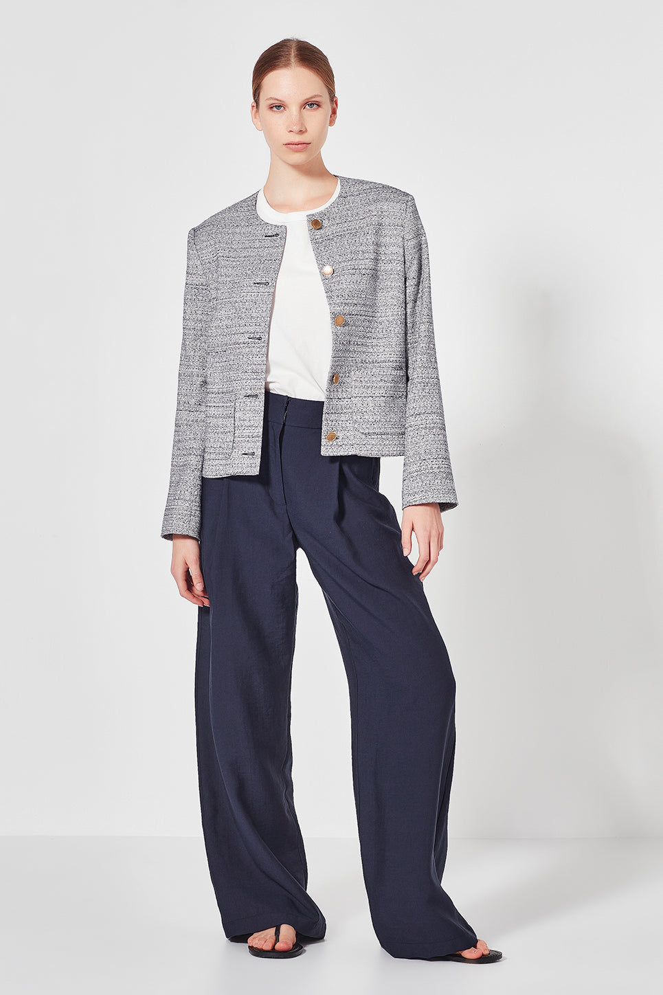 The Gabrielle Jacket in Navy Boucle