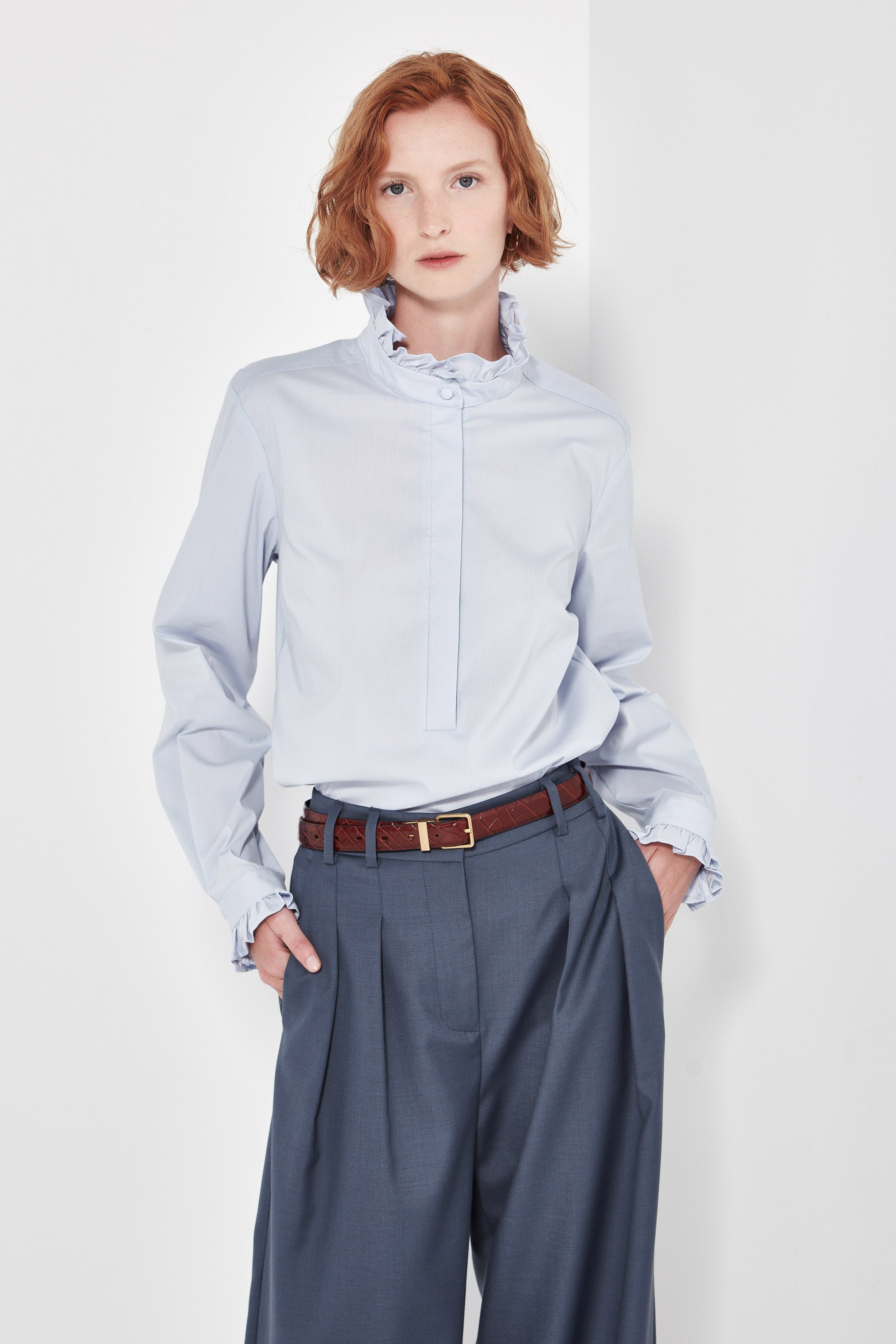 The Byron Blouse in Powder Blue
