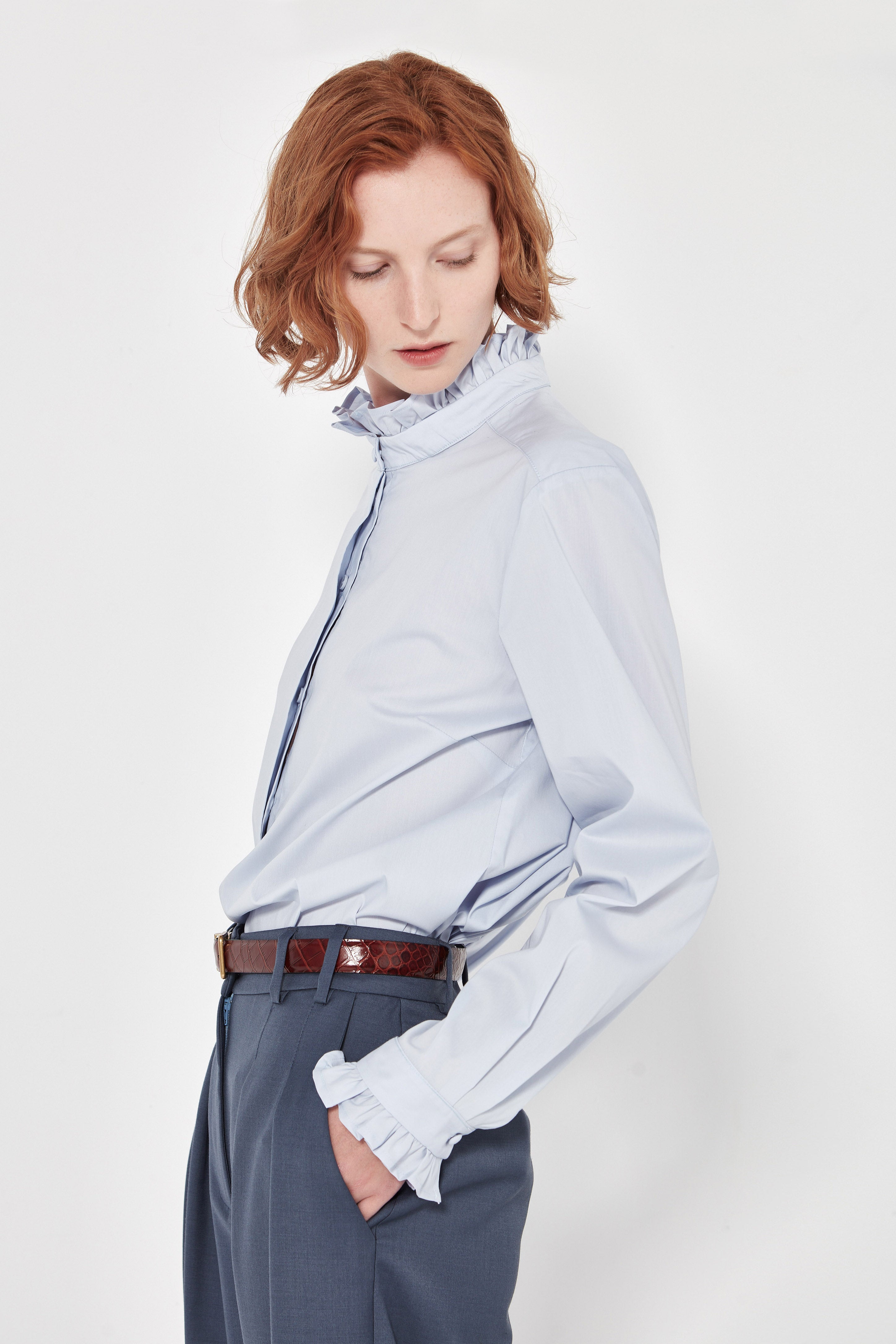 The Byron Blouse in Powder Blue