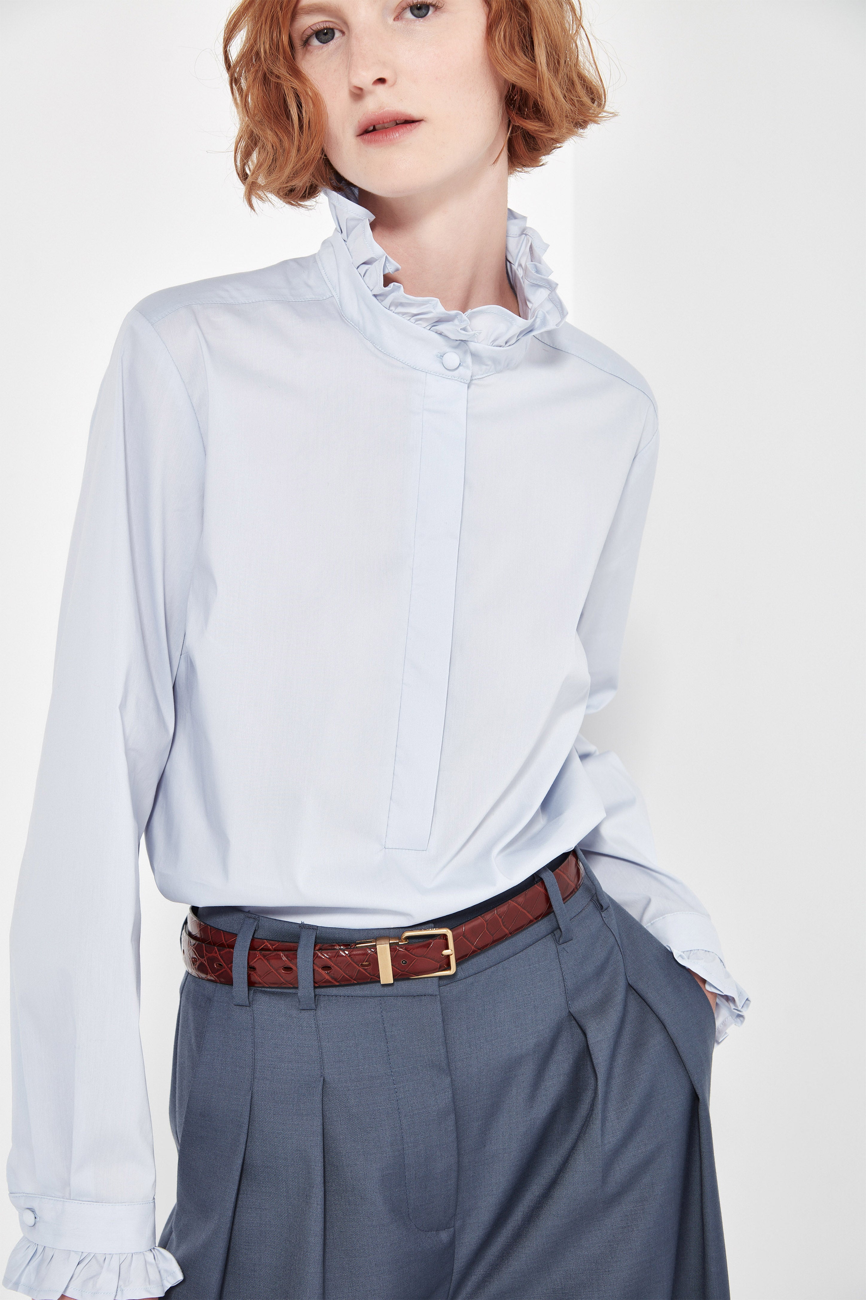 The Byron Blouse in Powder Blue