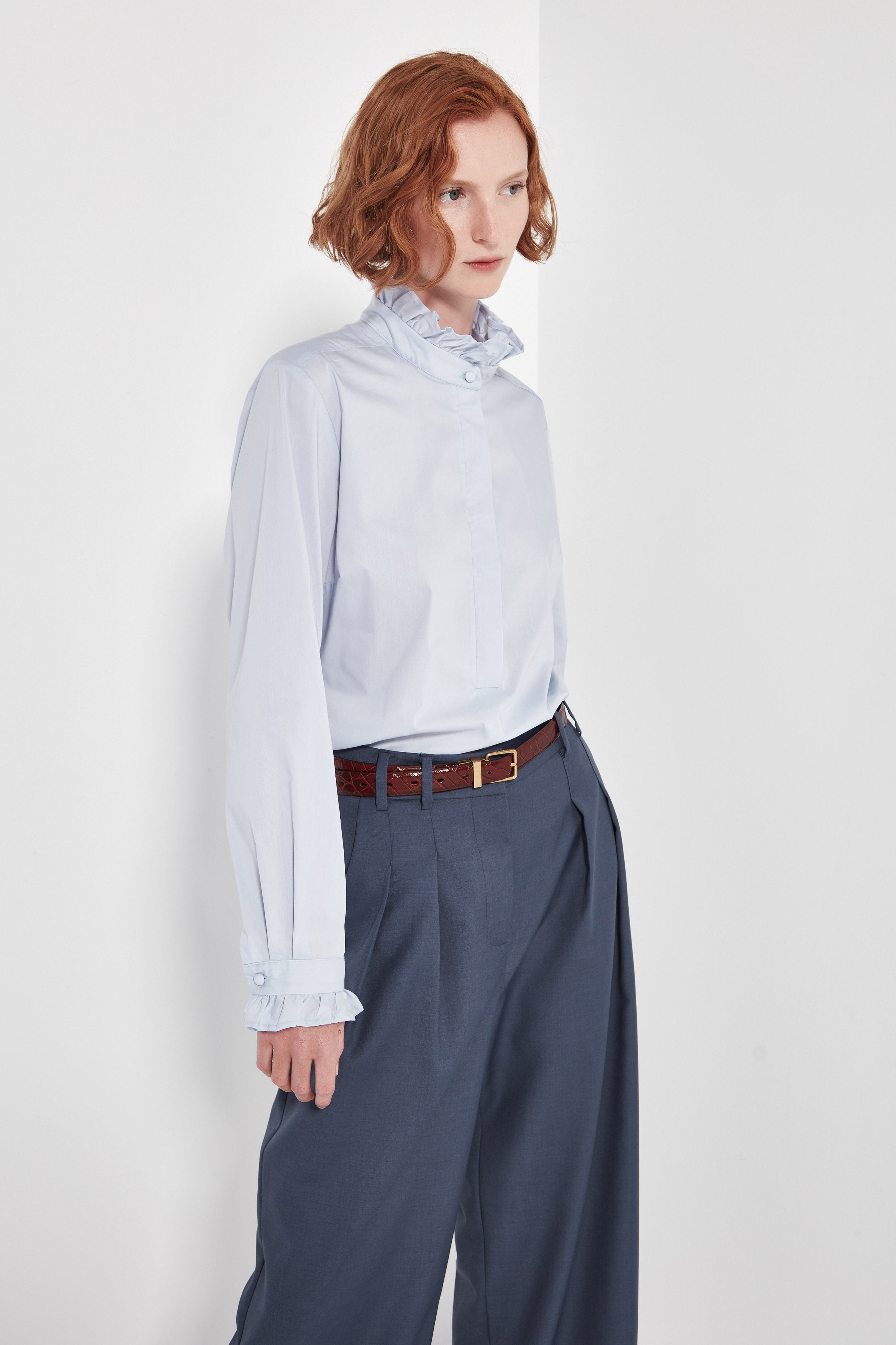 The Byron Blouse in Powder Blue