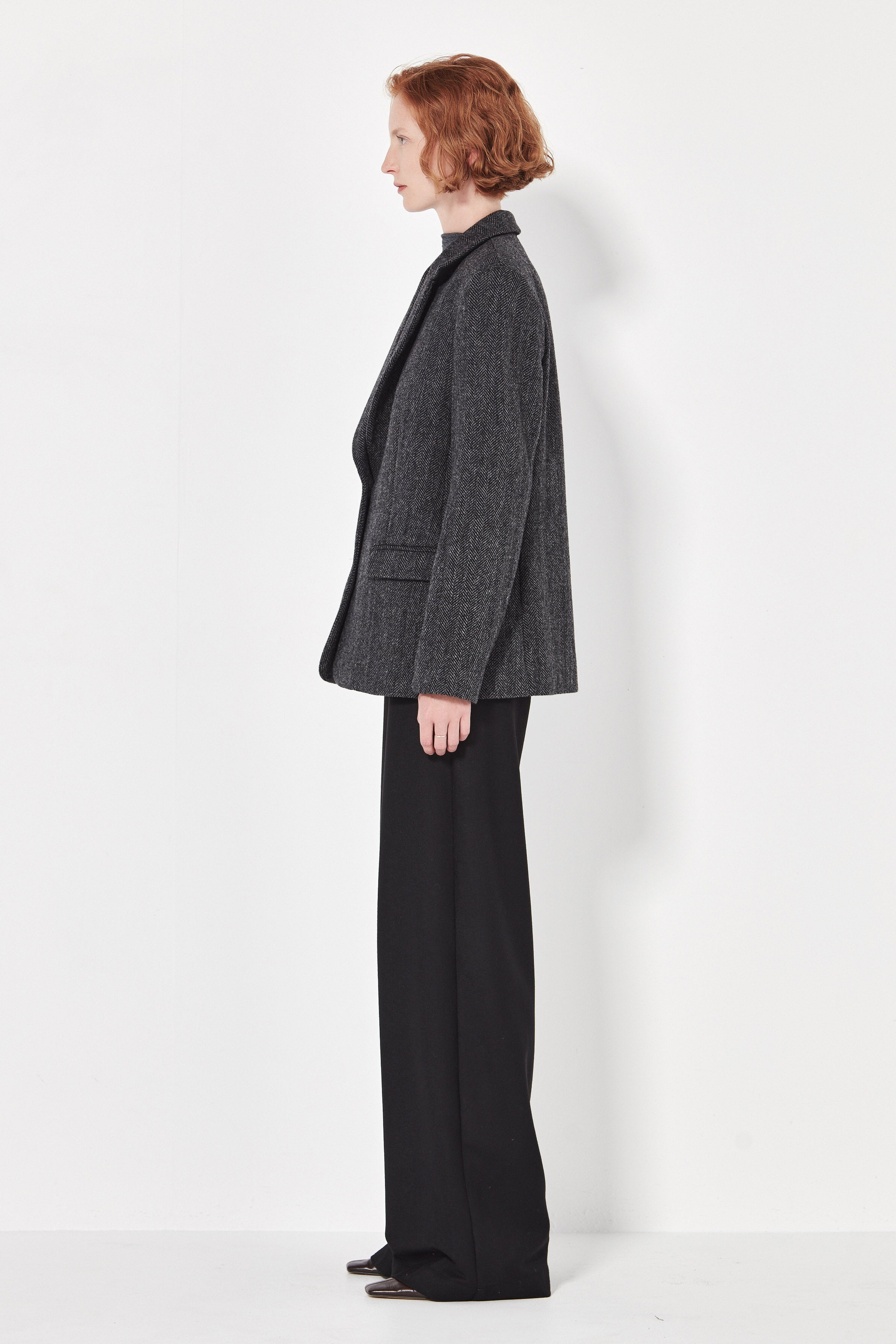 The Alida Jacket in Charcoal Herringbone