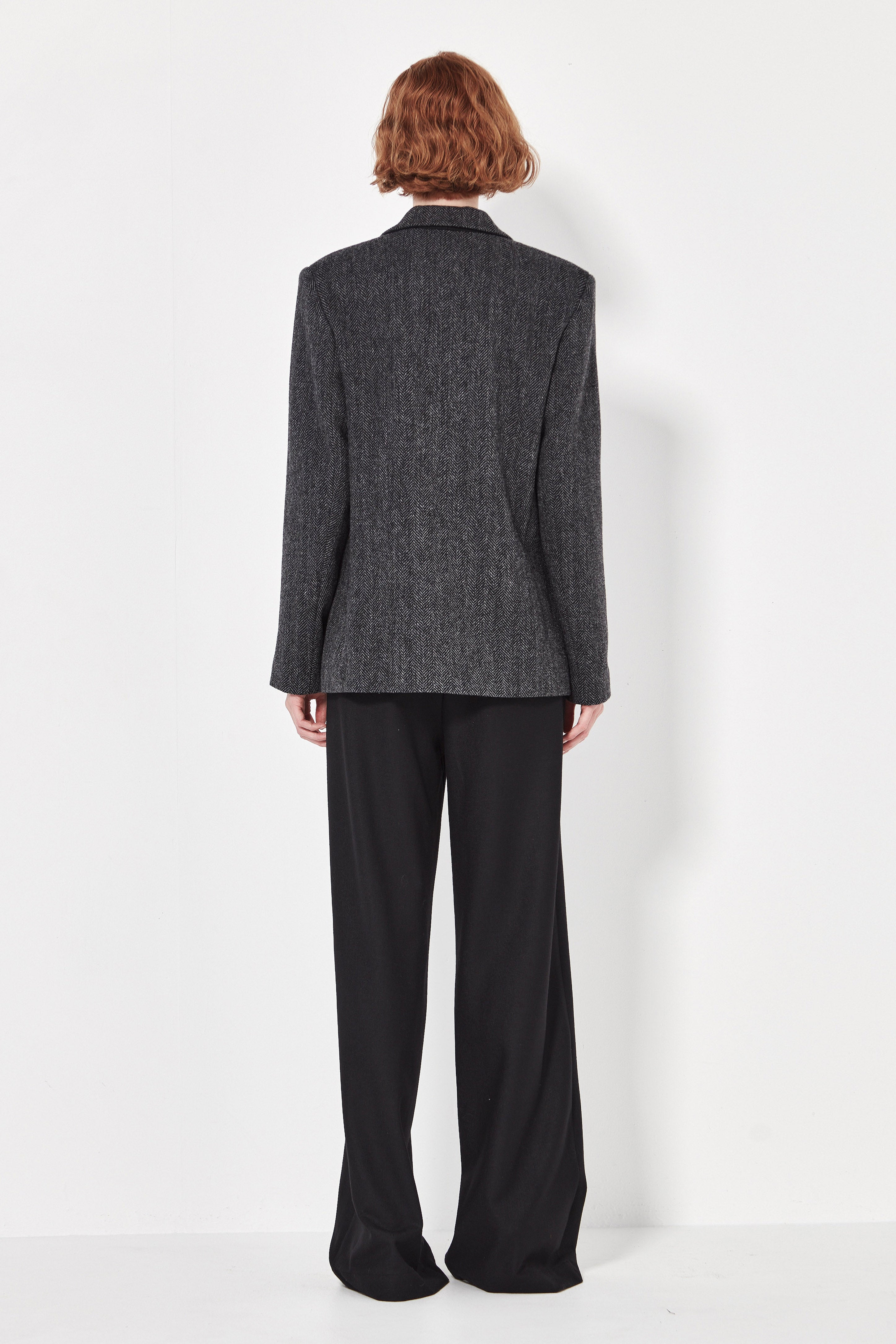 The Alida Jacket in Charcoal Herringbone