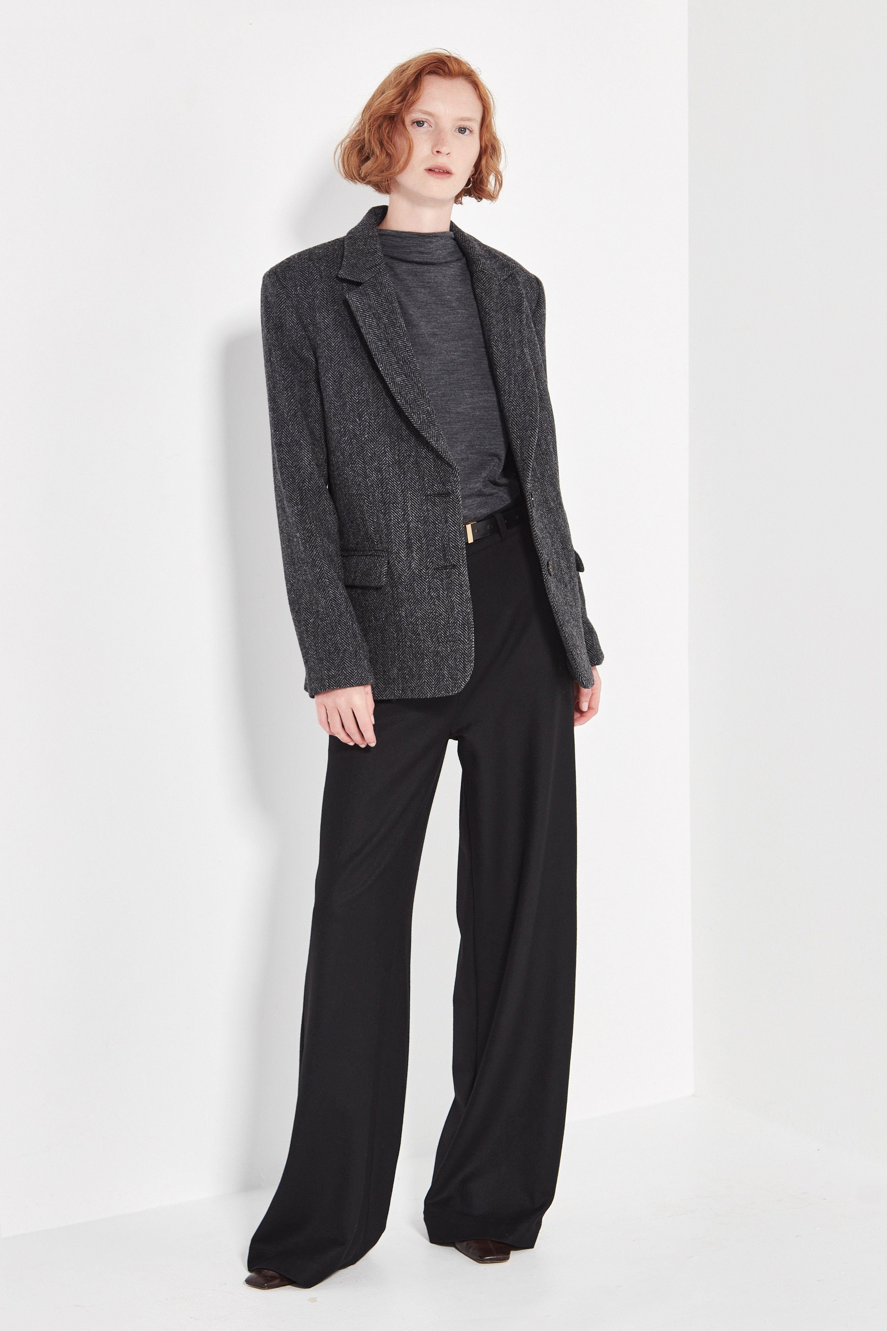 The Alida Jacket in Charcoal Herringbone