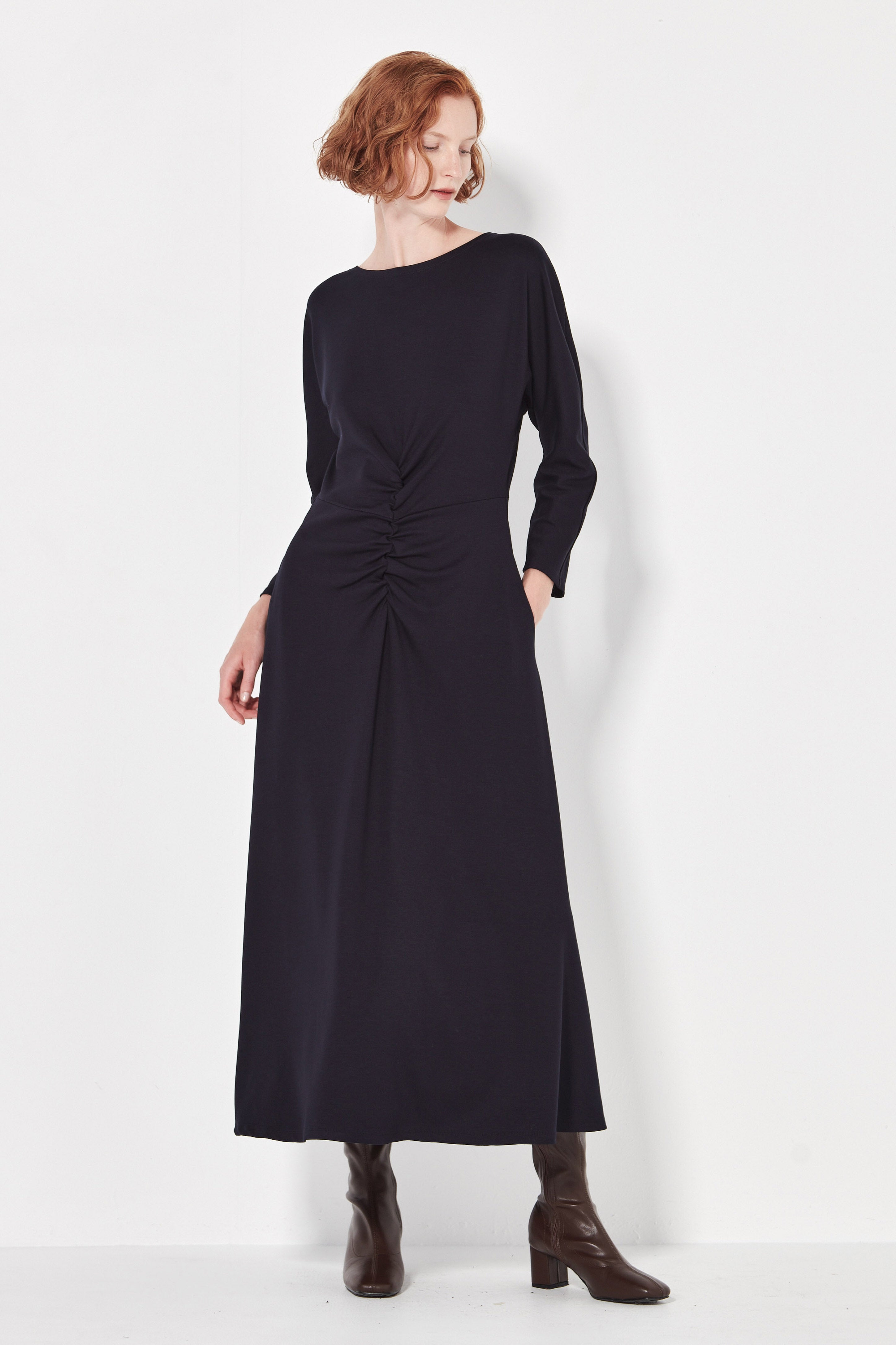 The Long Sleeve Capri Dress in French Navy