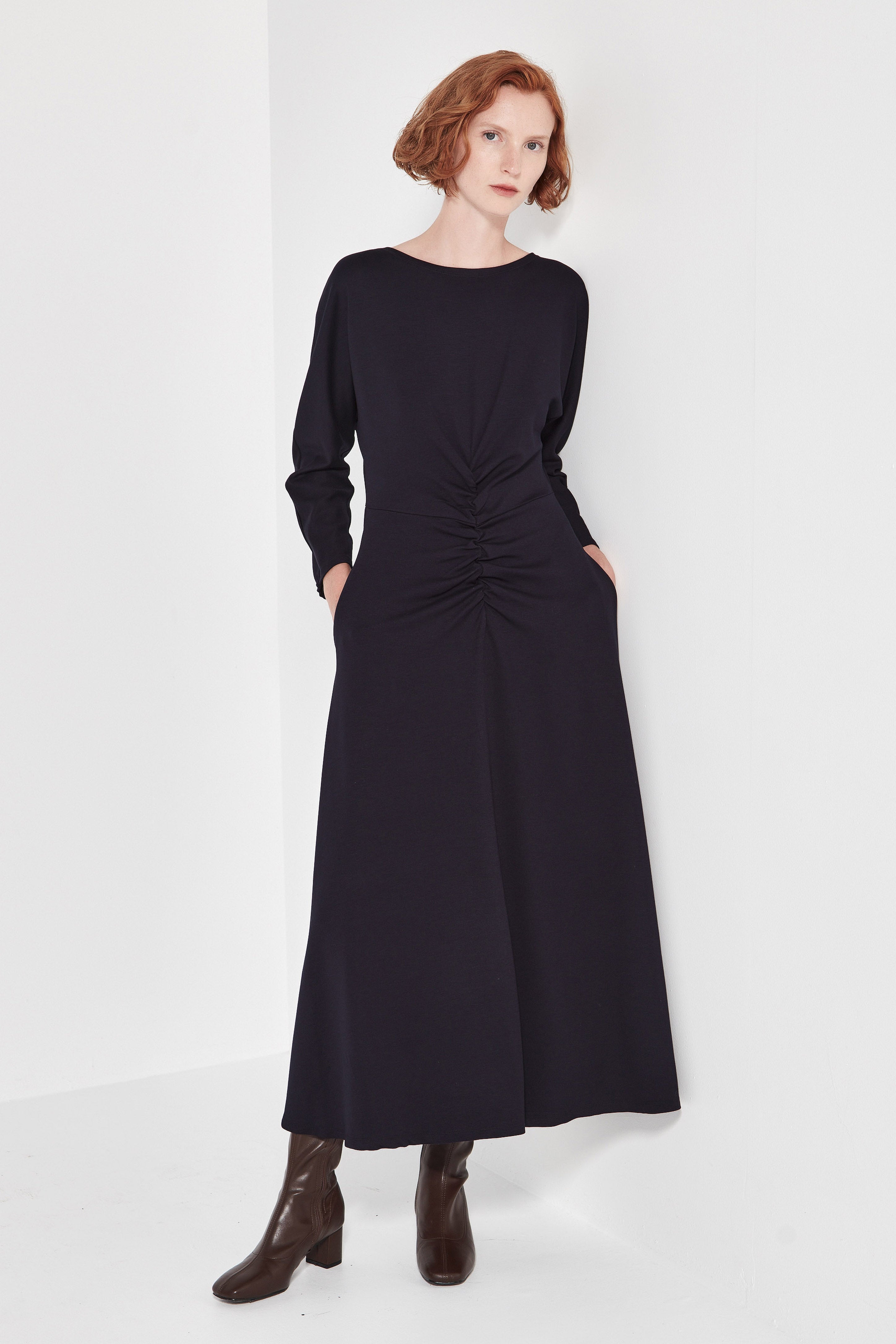 The Long Sleeve Capri Dress in French Navy