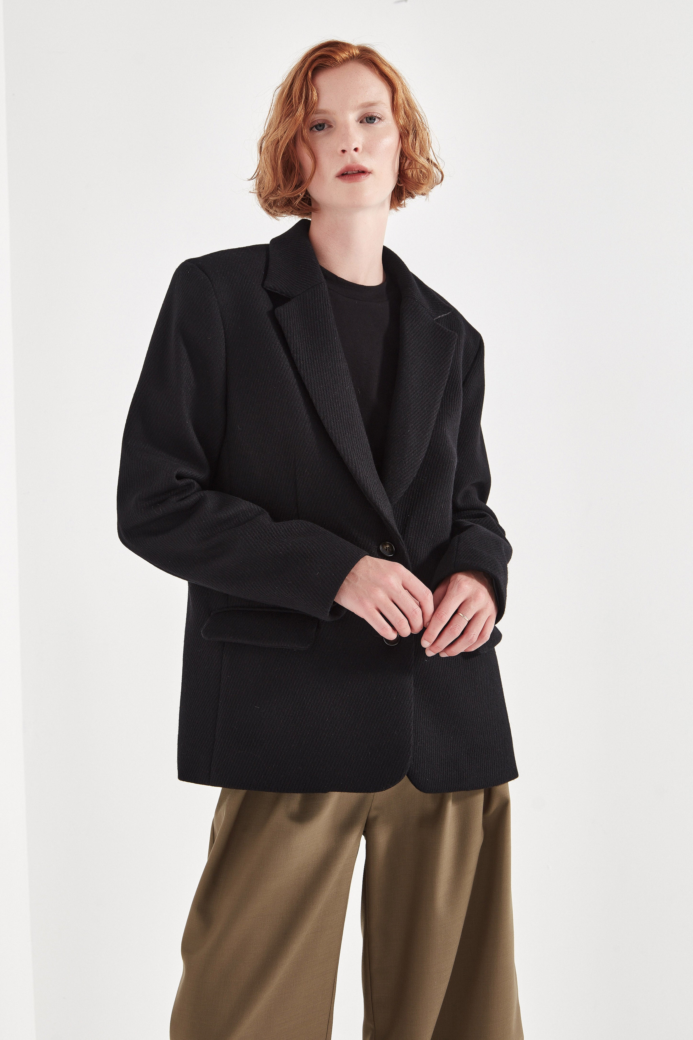 The Alida Jacket in Black Cavalry Twill
