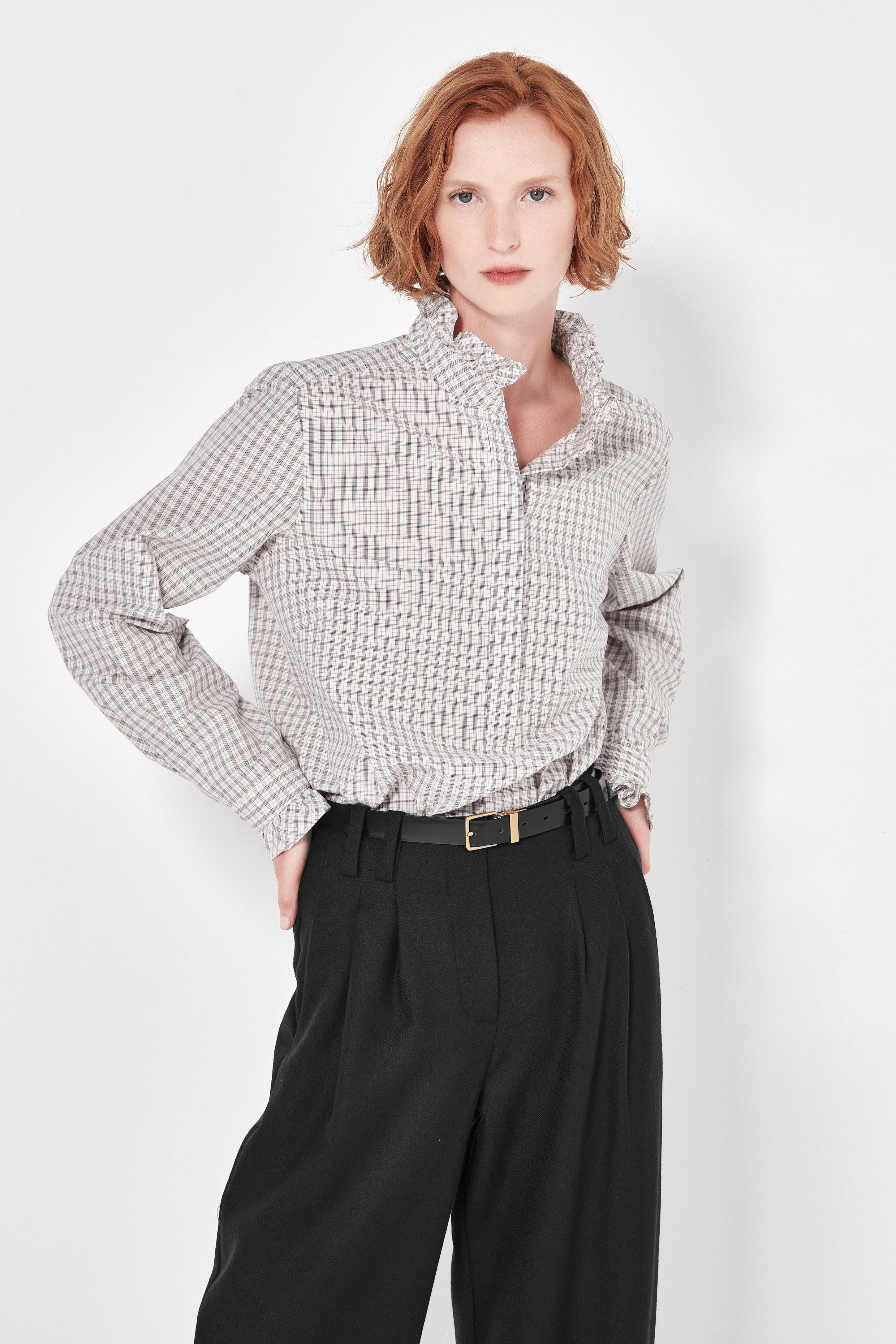 The Byron Blouse in Natural Check