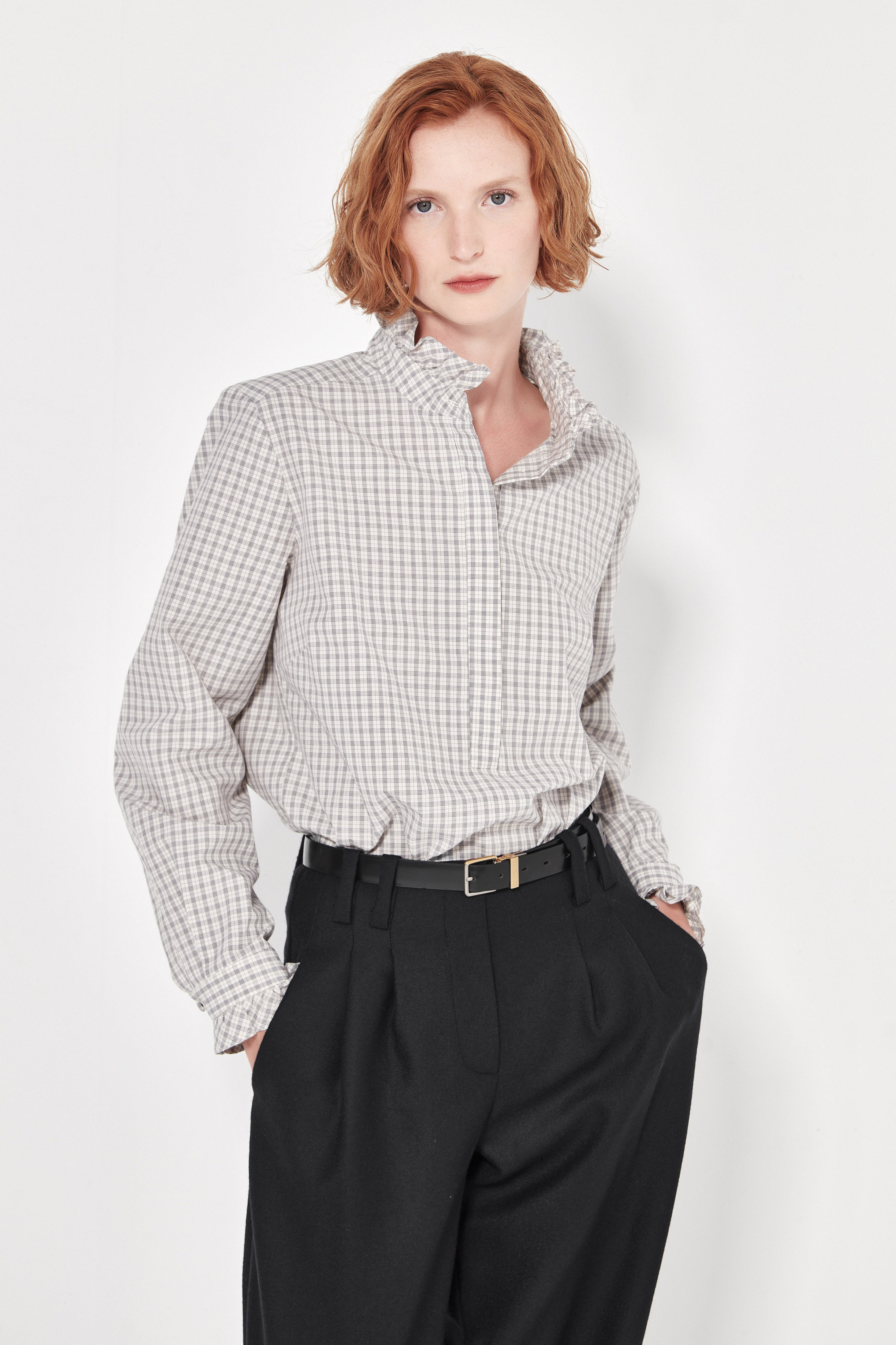 The Byron Blouse in Natural Check
