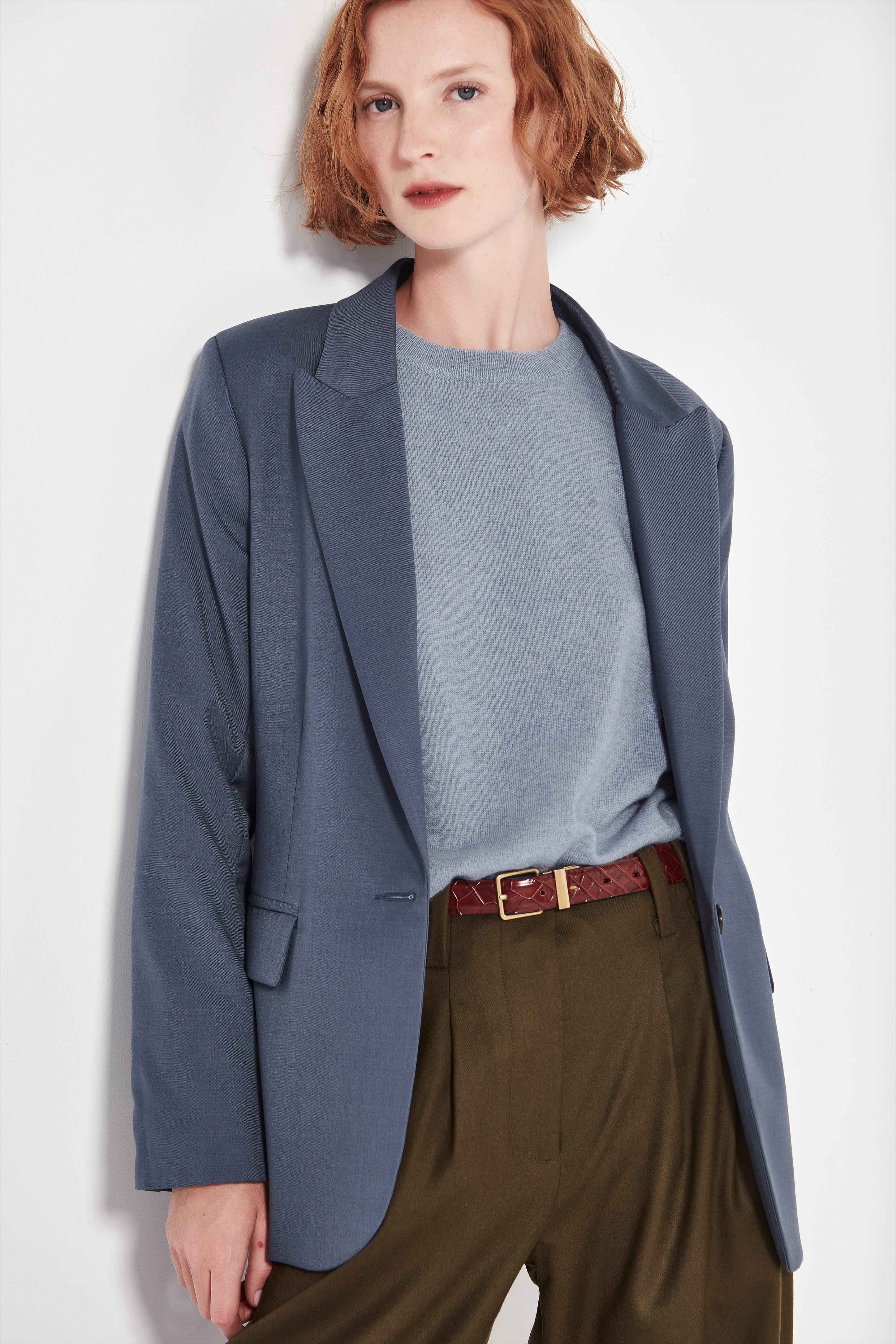 The Cashmere Crew in Soft Denim Melange