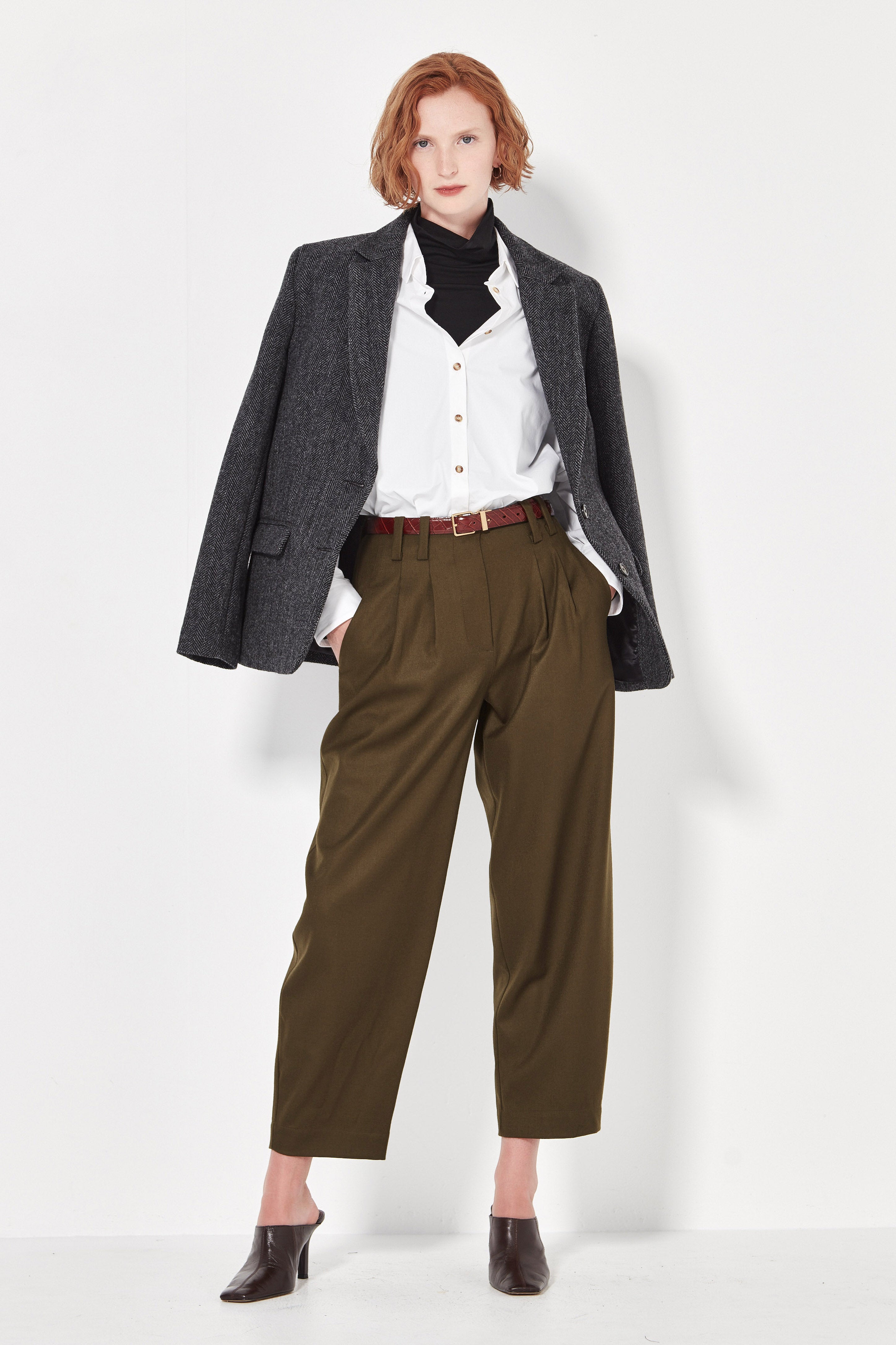 The Alida Jacket in Charcoal Herringbone