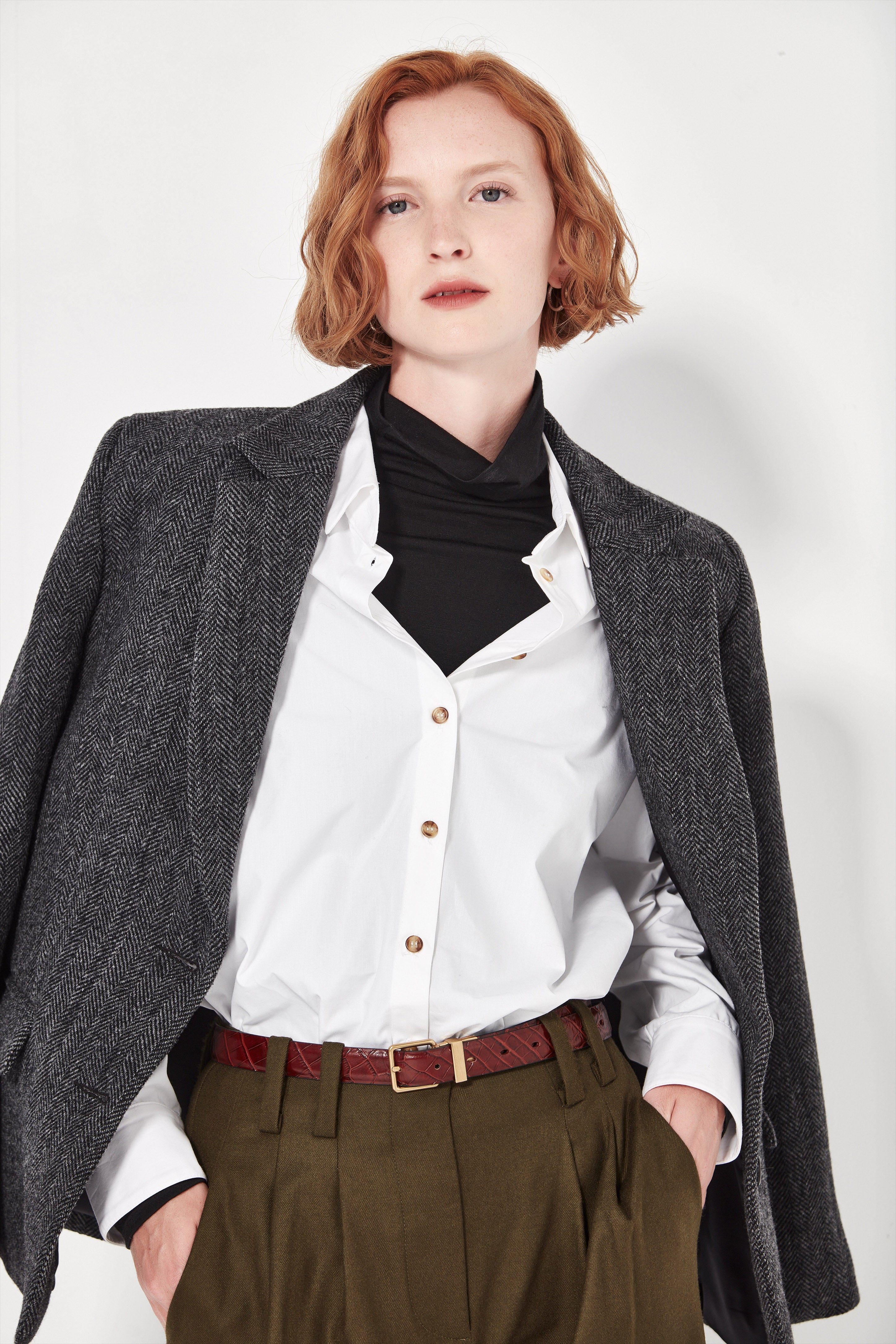 The Alida Jacket in Charcoal Herringbone