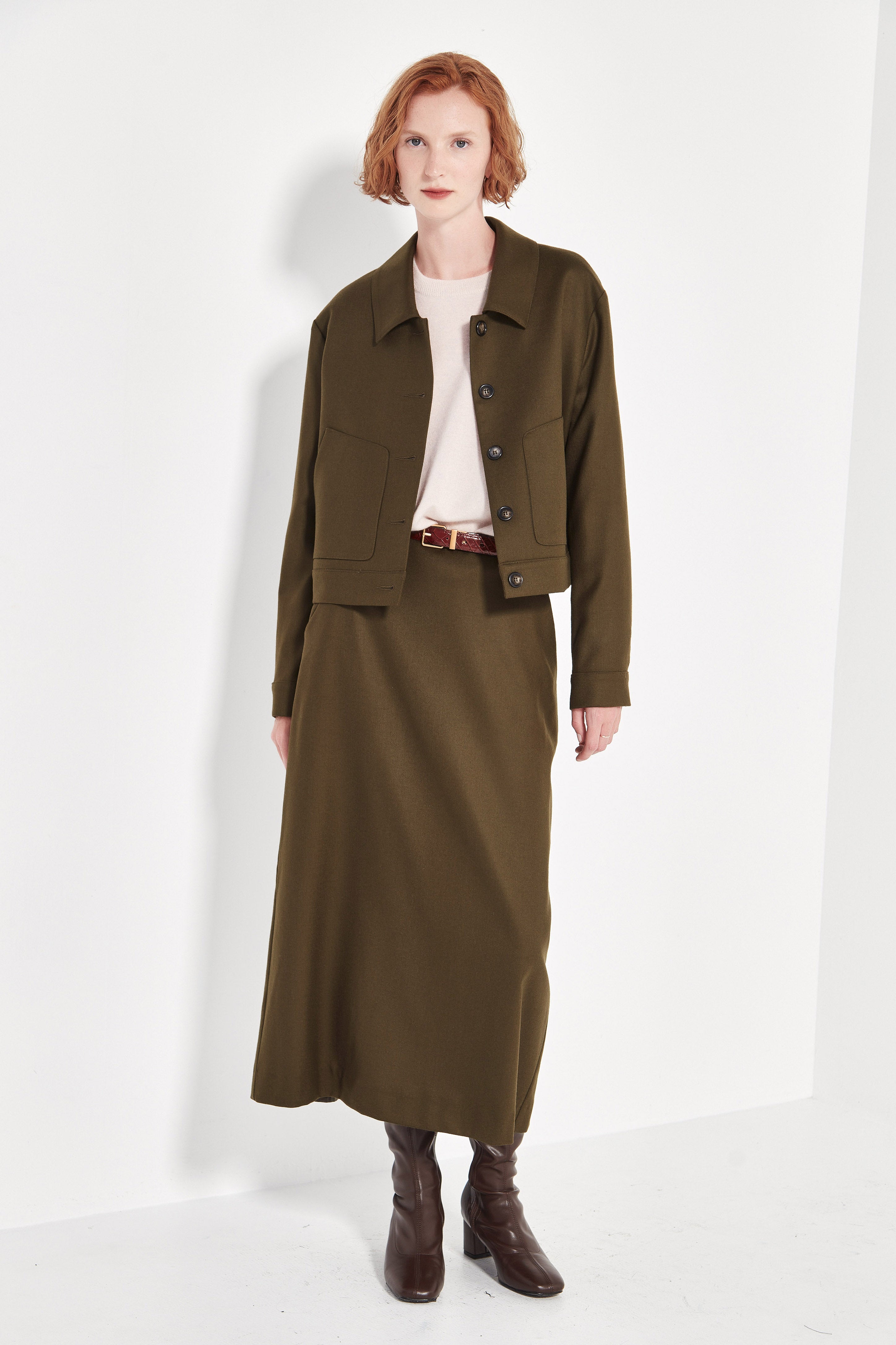 The Wool Palermo Skirt in Forest