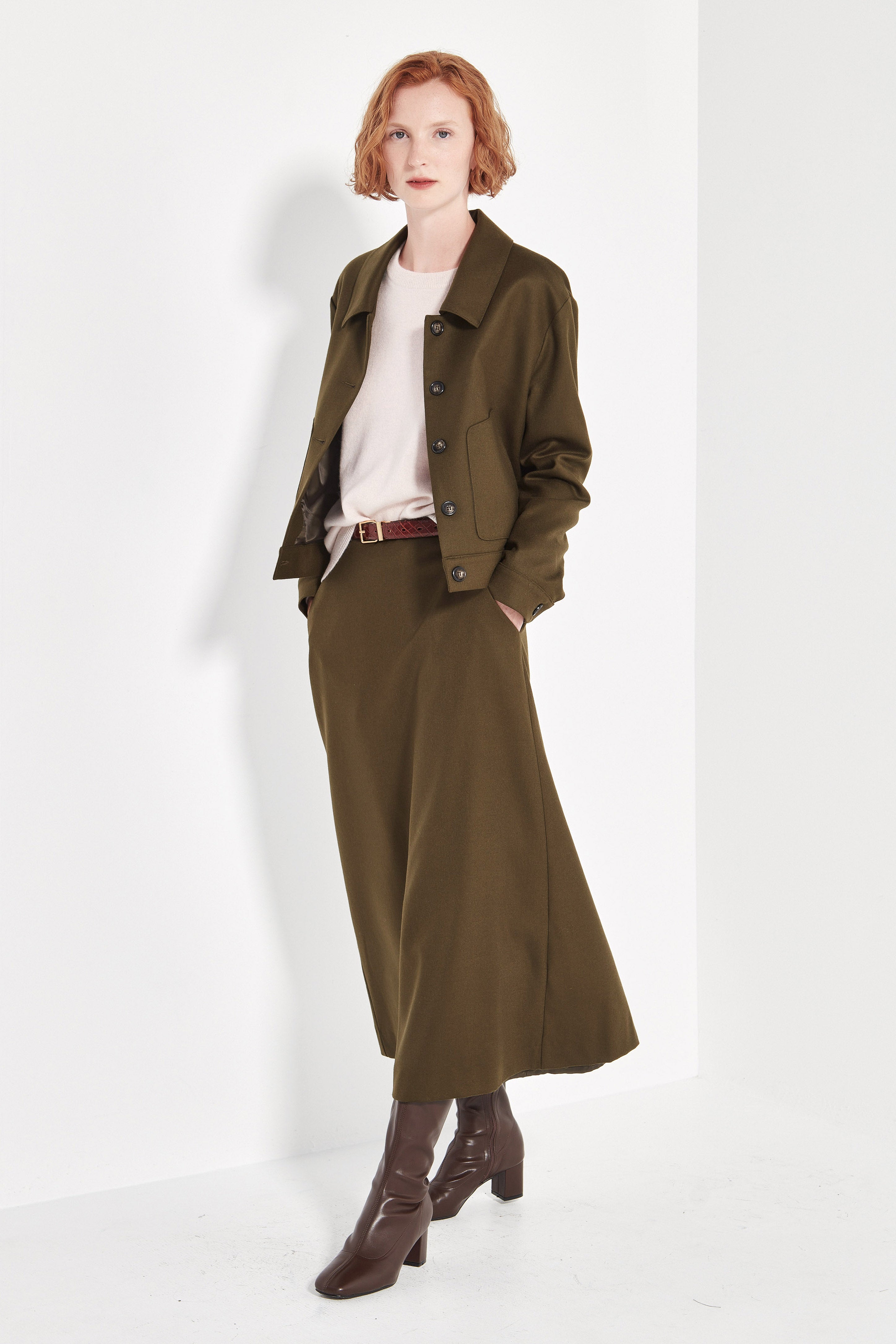 The Wool Palermo Skirt in Forest