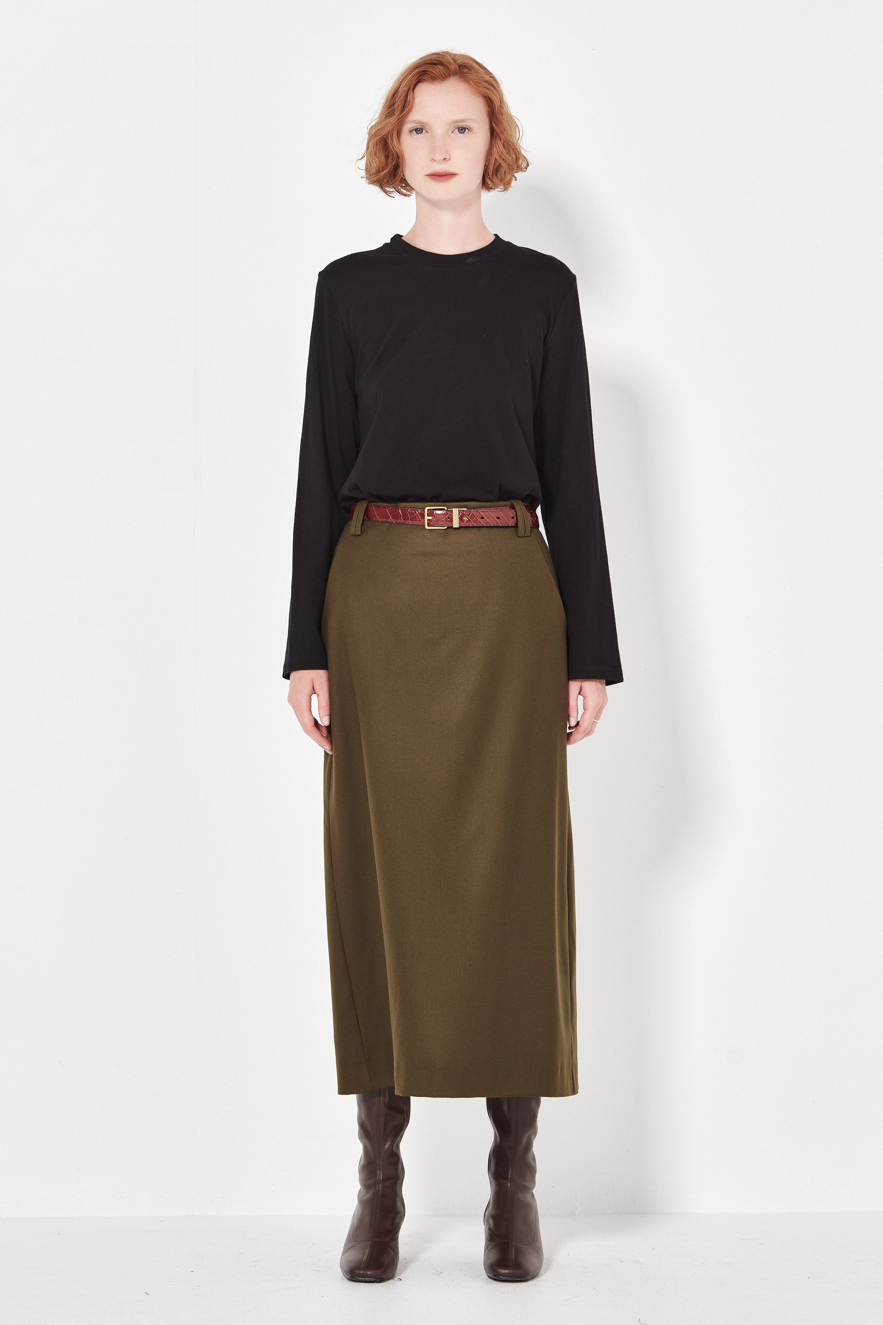The Wool Palermo Skirt in Forest