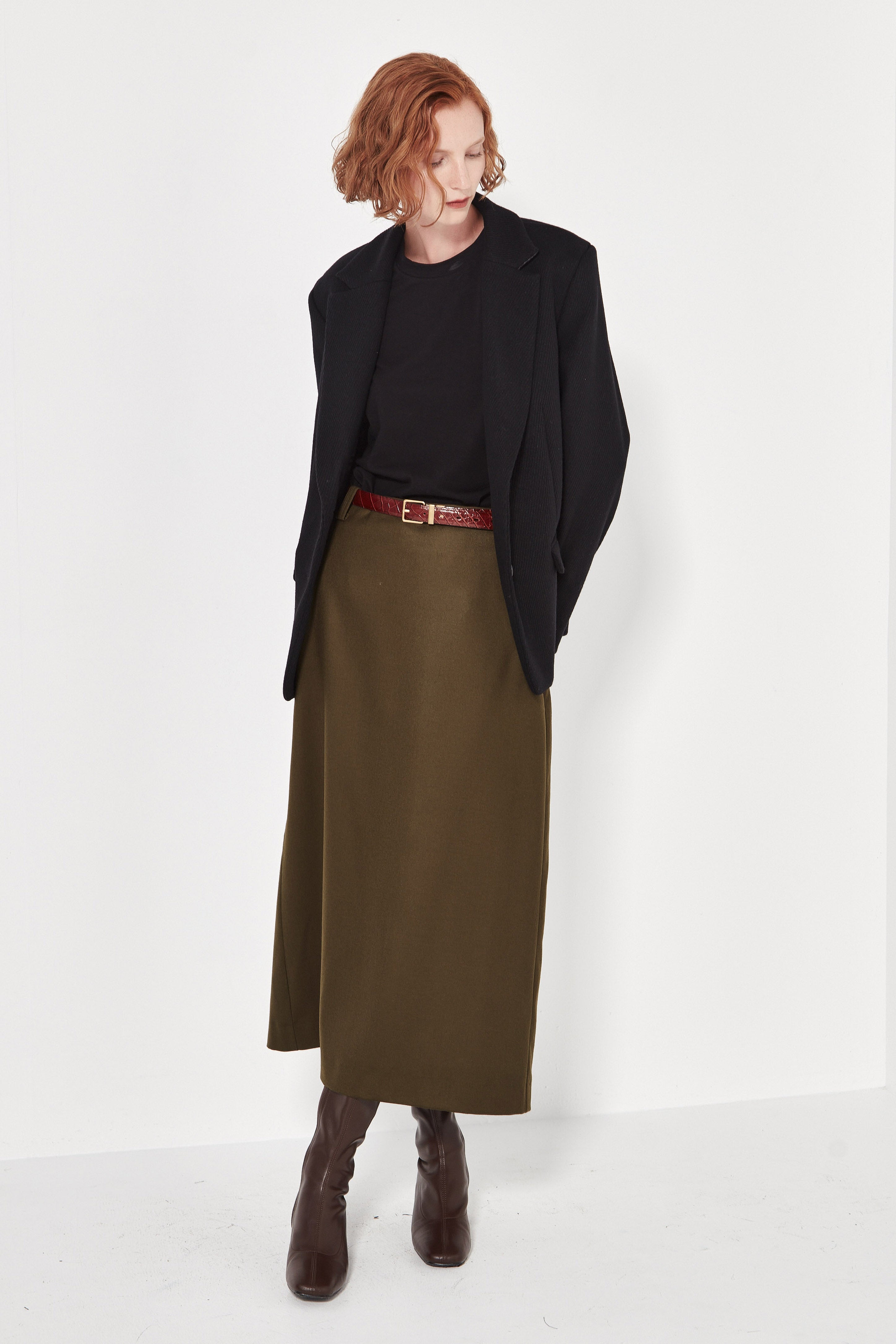 The Wool Palermo Skirt in Forest