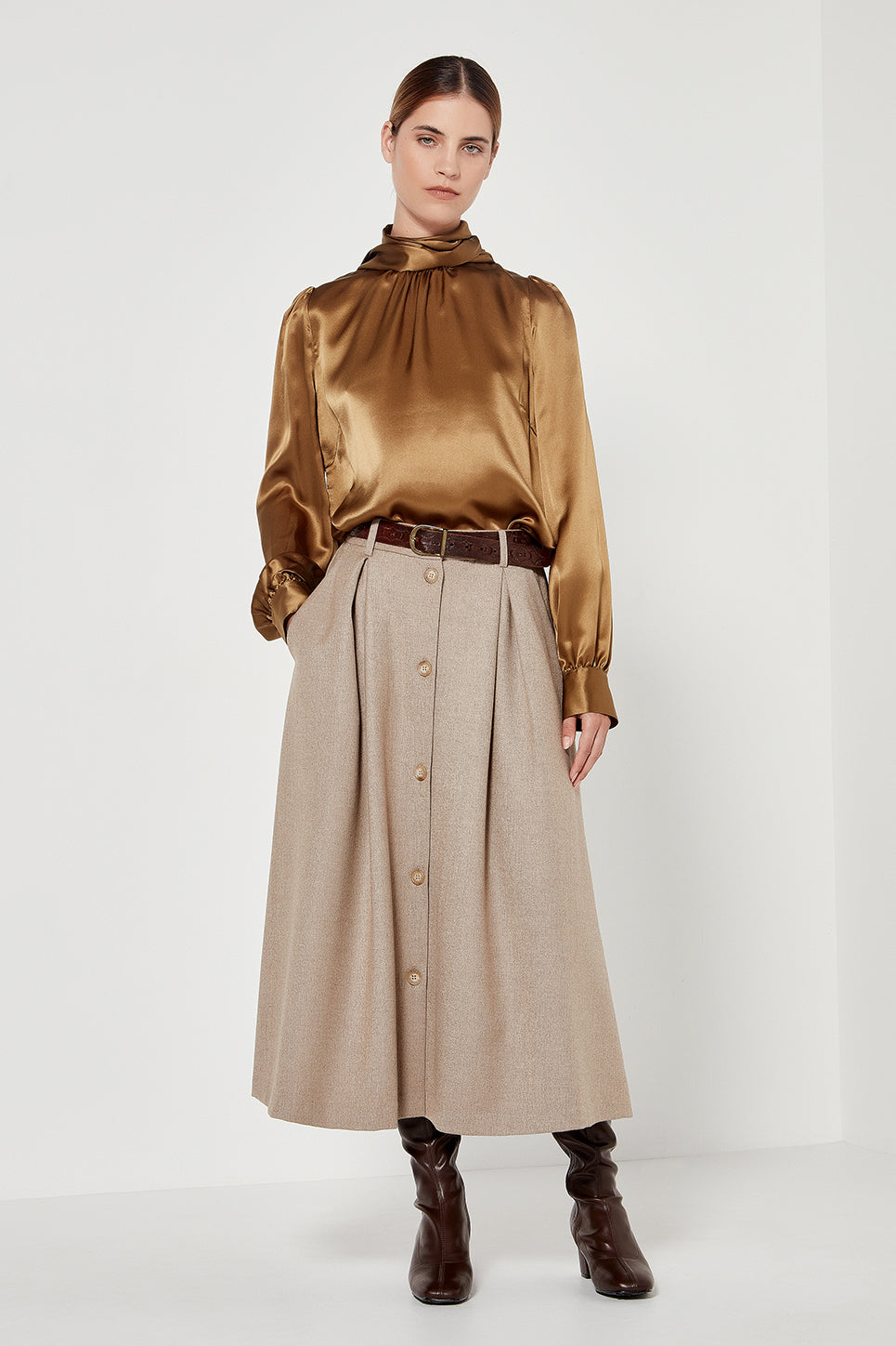 The Rafferty Skirt in Biscuit Melange