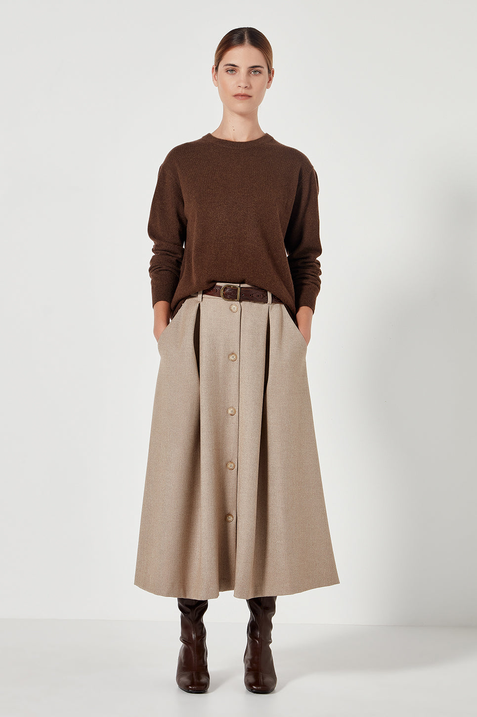 The Rafferty Skirt in Biscuit Melange