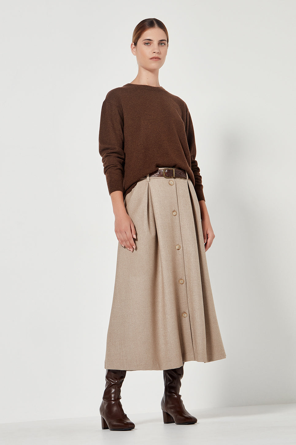 The Rafferty Skirt in Biscuit Melange