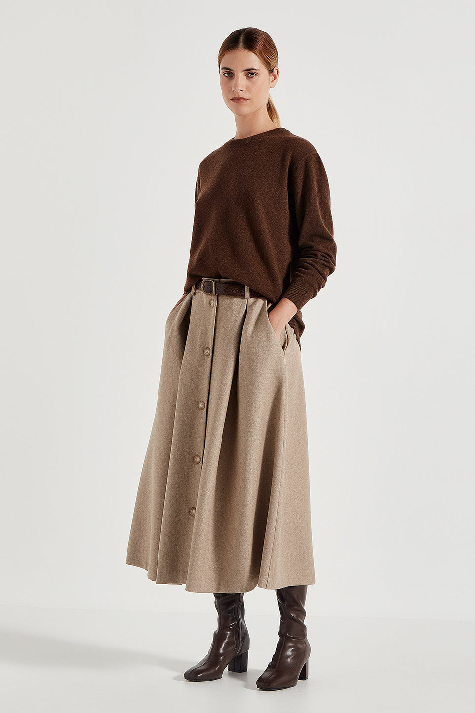 The Rafferty Skirt in Biscuit Melange