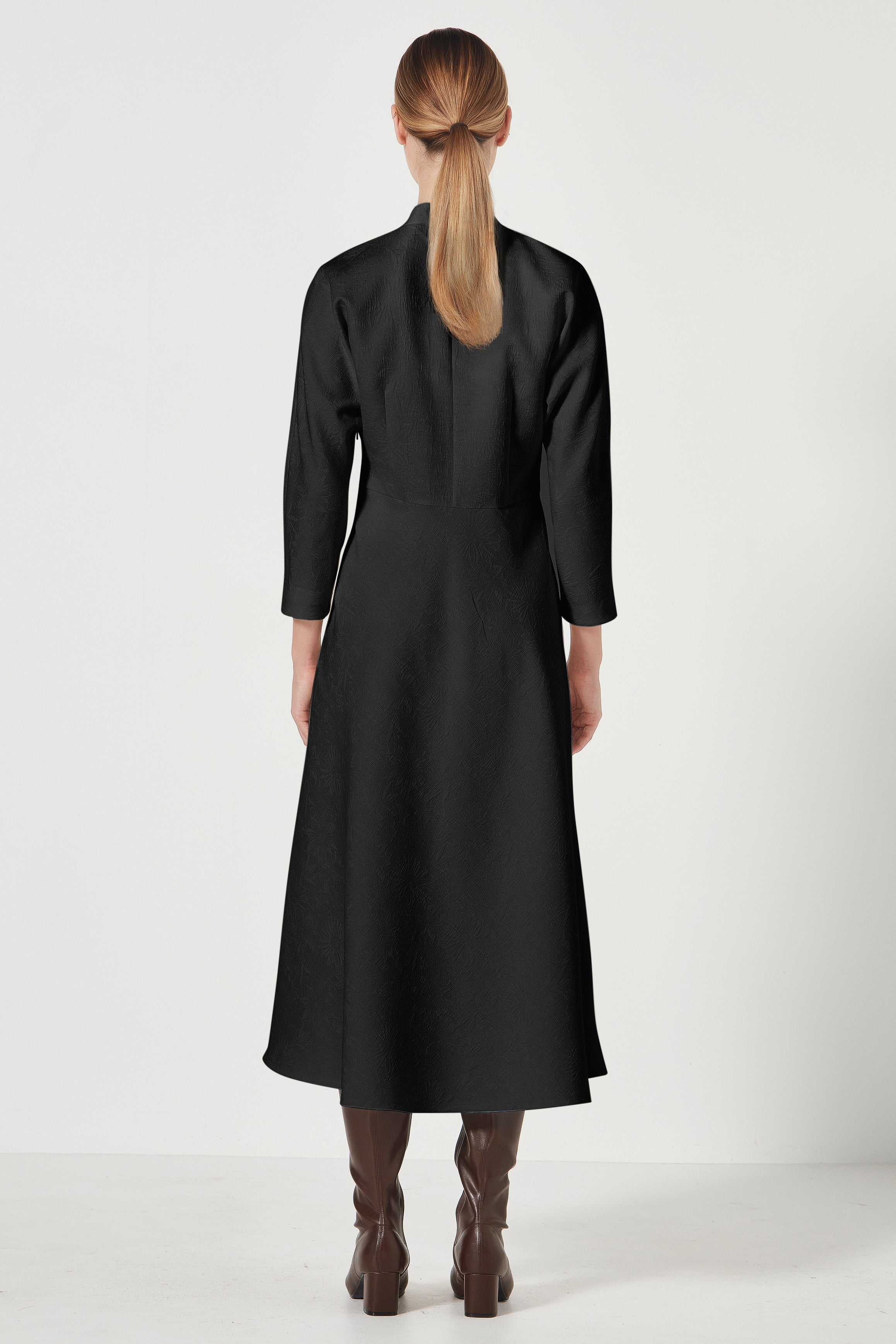 The Amelia Dress in Black Jacquard