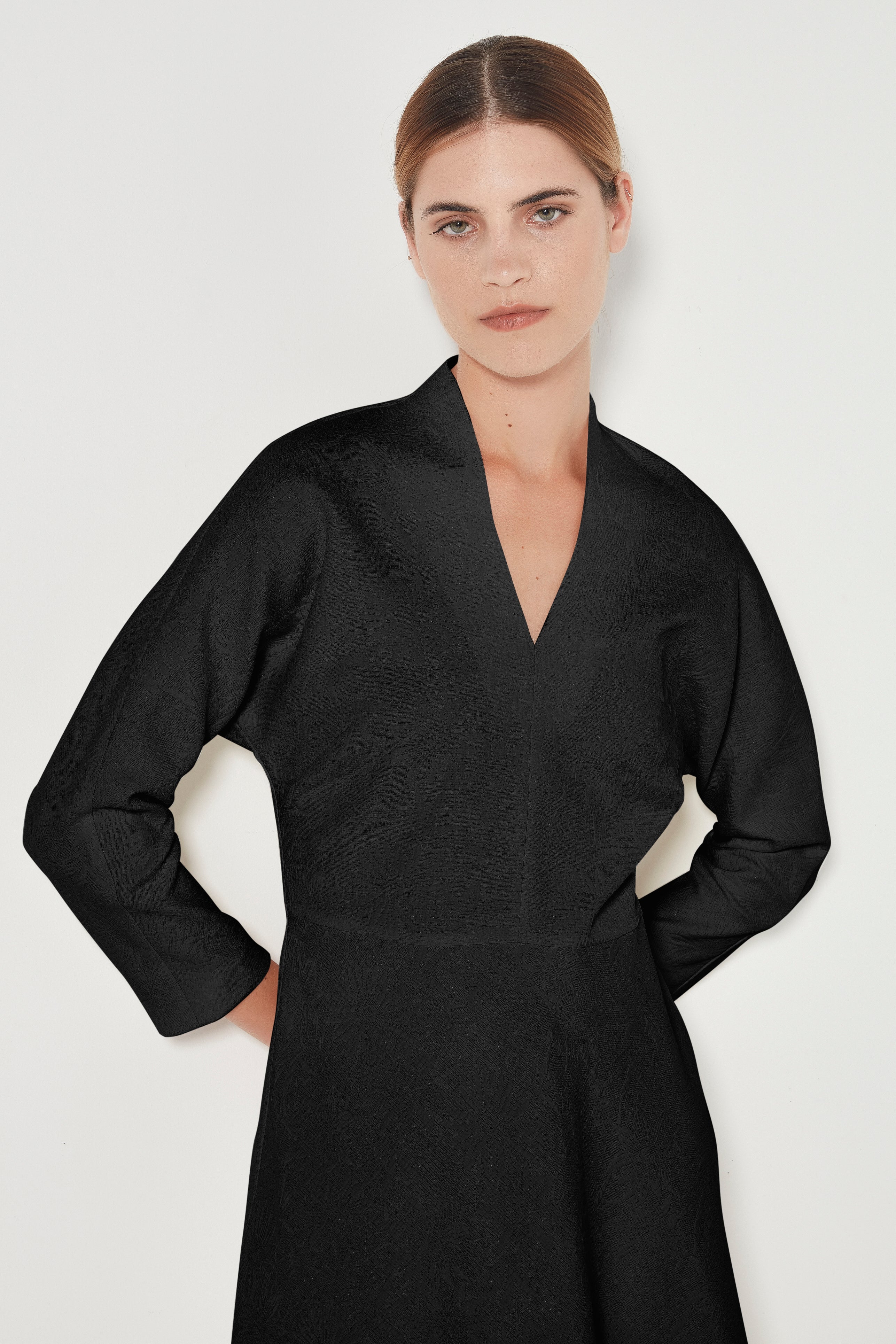 The Amelia Dress in Black Jacquard