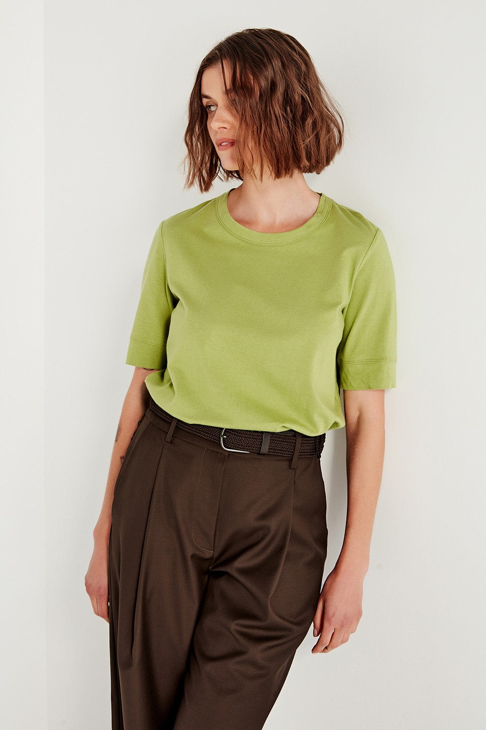 The Column Tee in Chartreuse