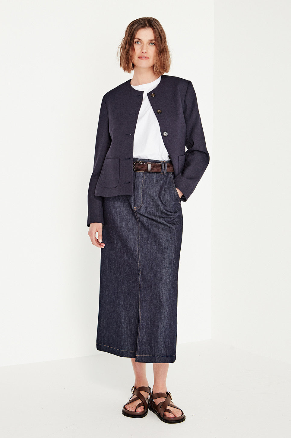 The Gabrielle Jacket in Navy Twill