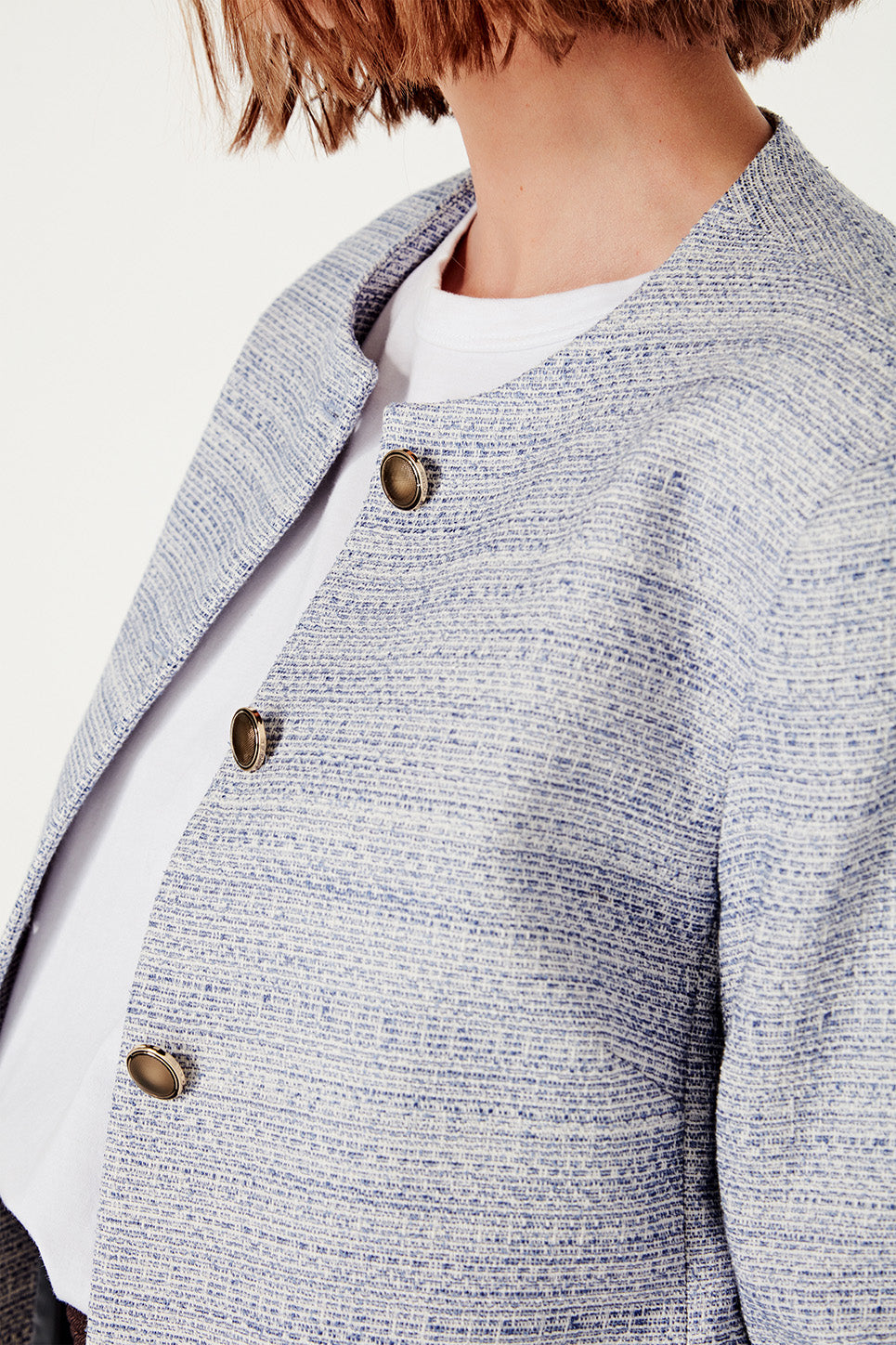 The Gabrielle Jacket in Chambray Blue