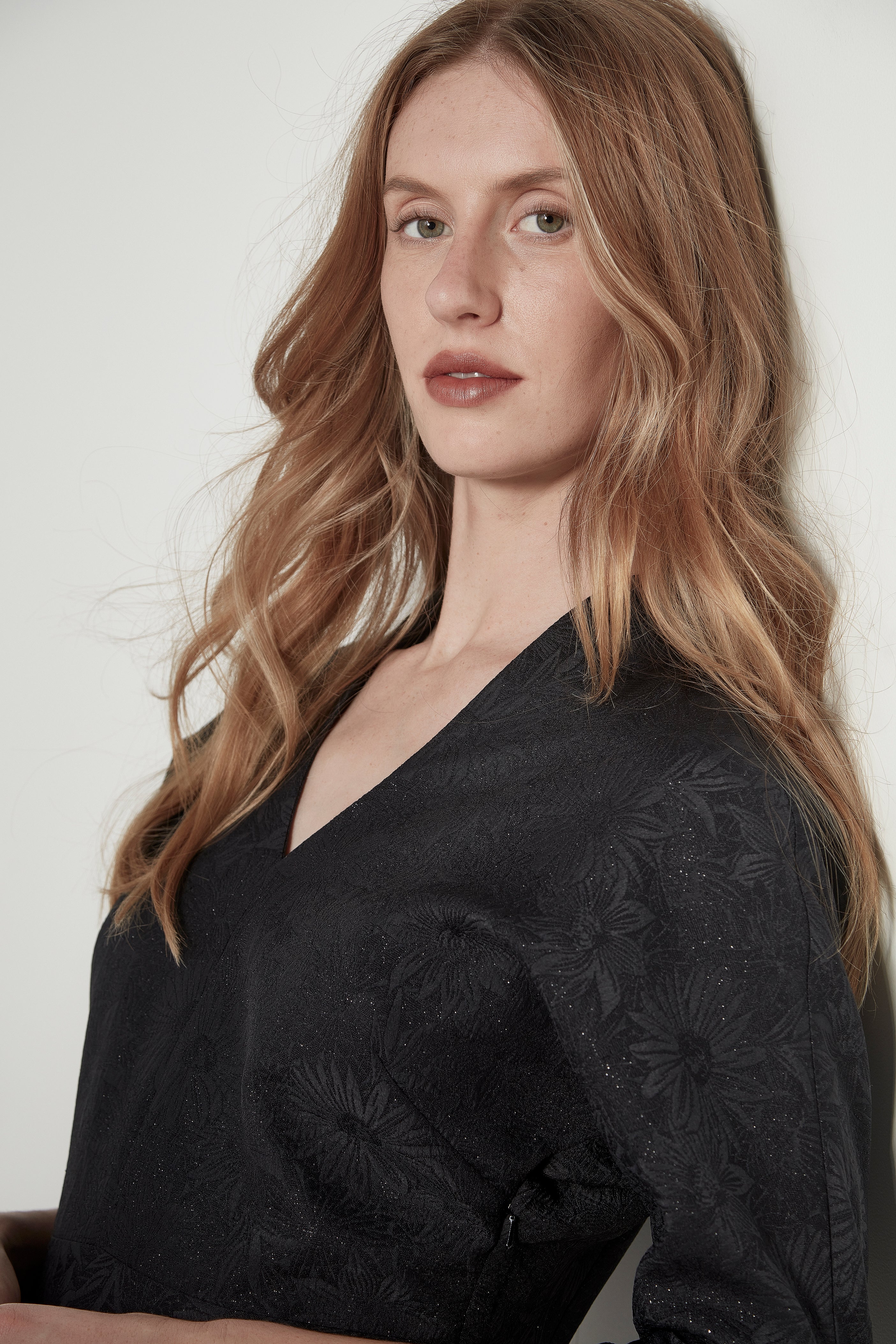 The Amelia Dress in Black Jacquard