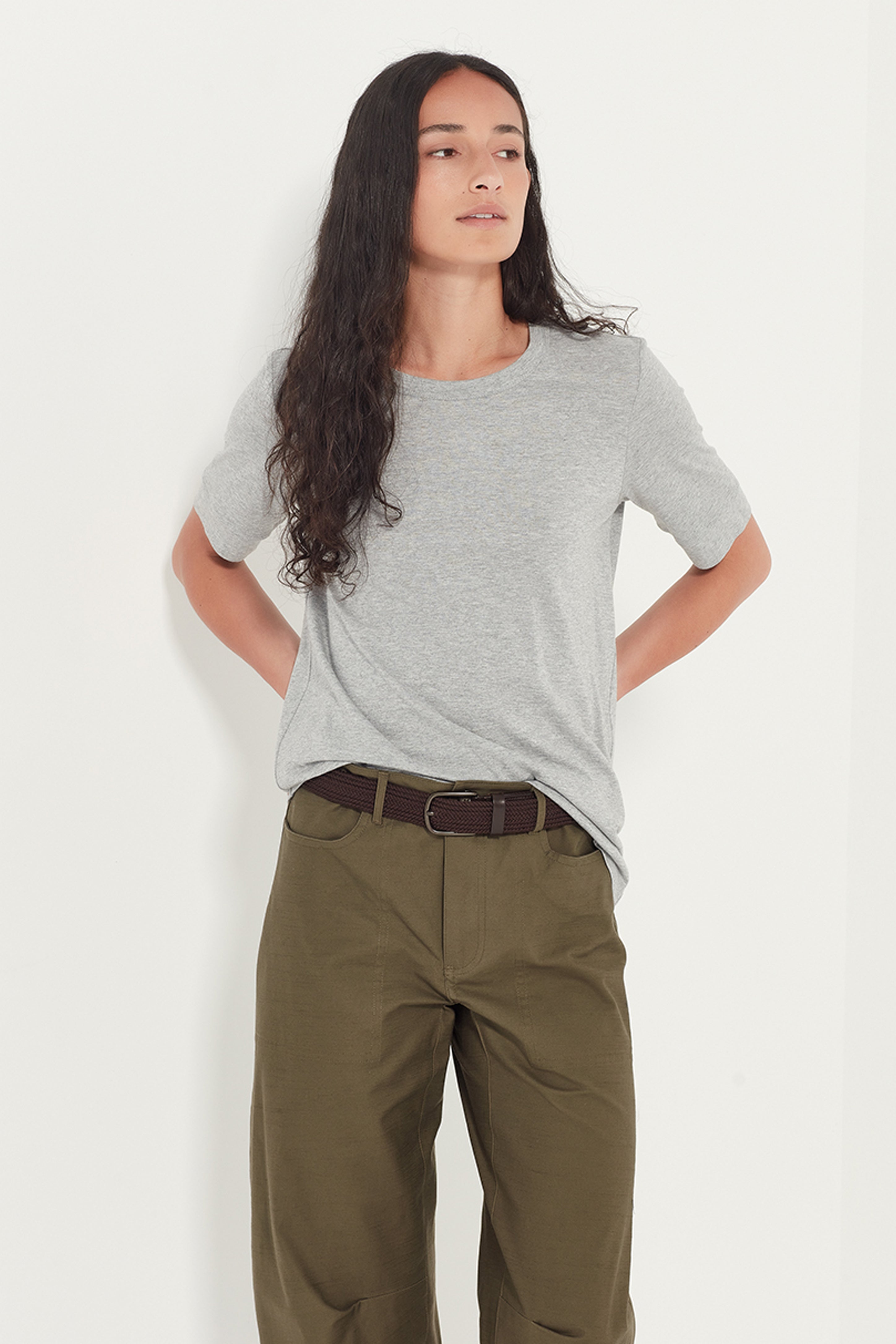 The Column Tee in Grey Marle