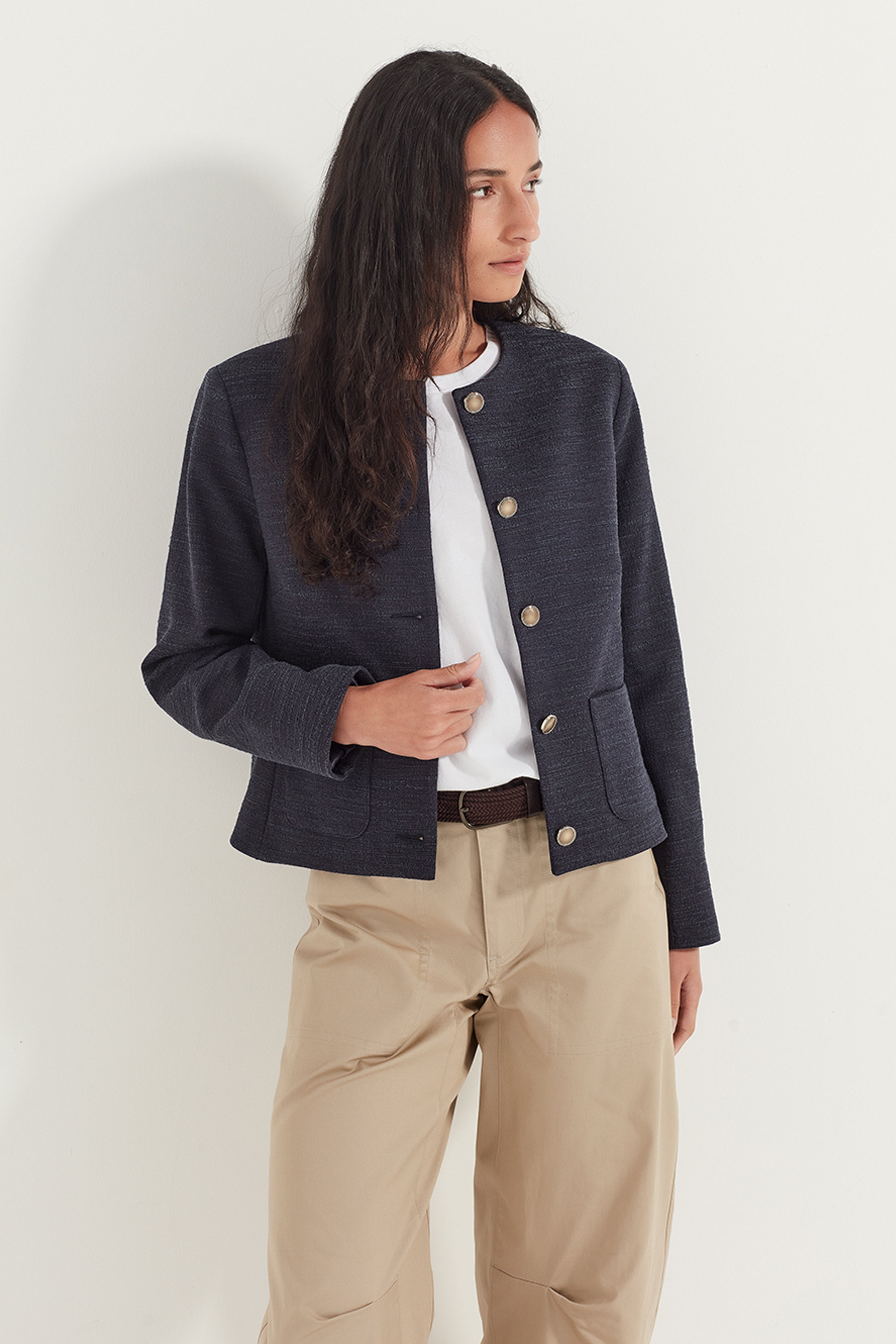 The Gabrielle Jacket in Navy Boucle