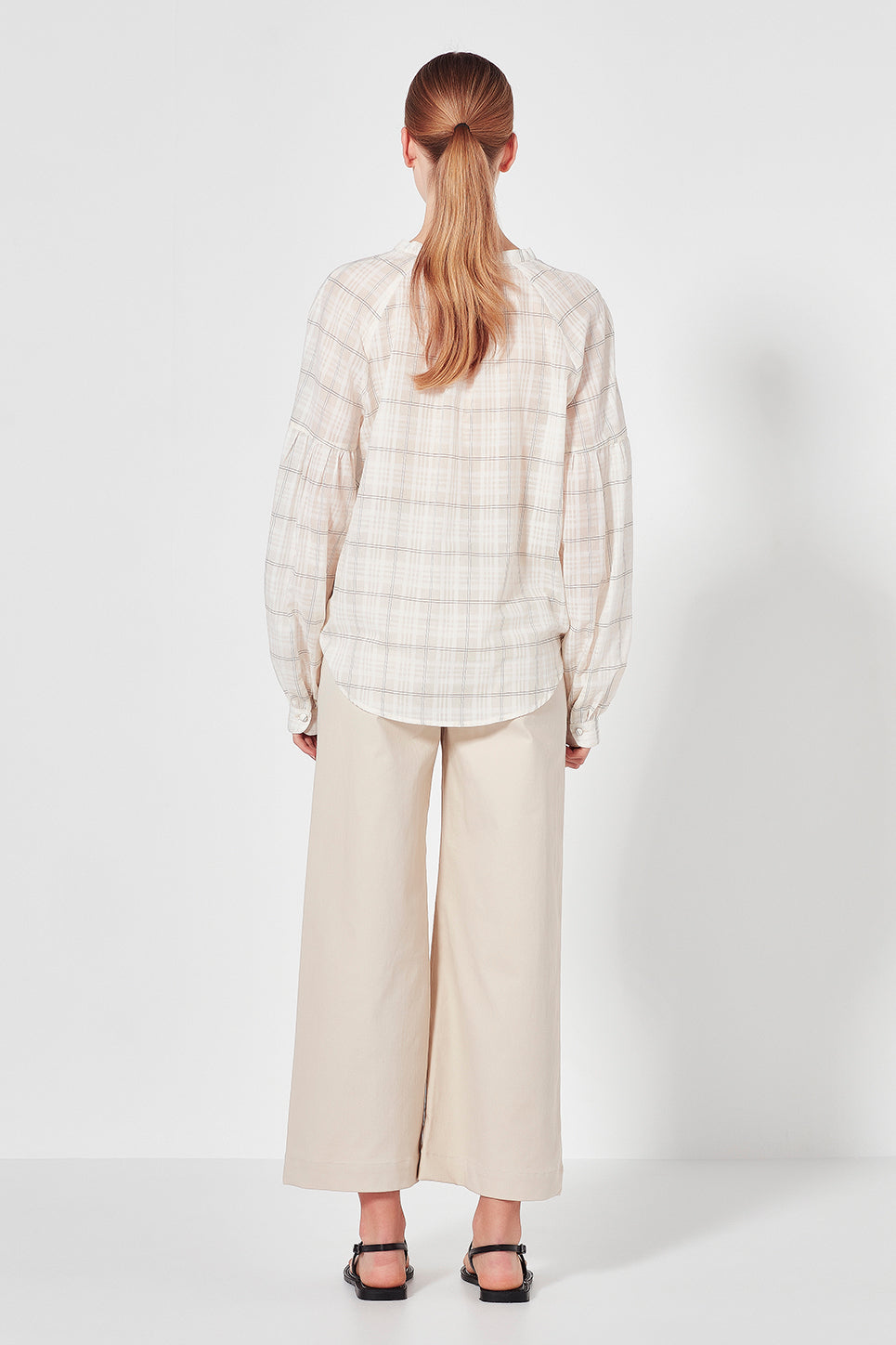 The Lantern Blouse in Ivory Check
