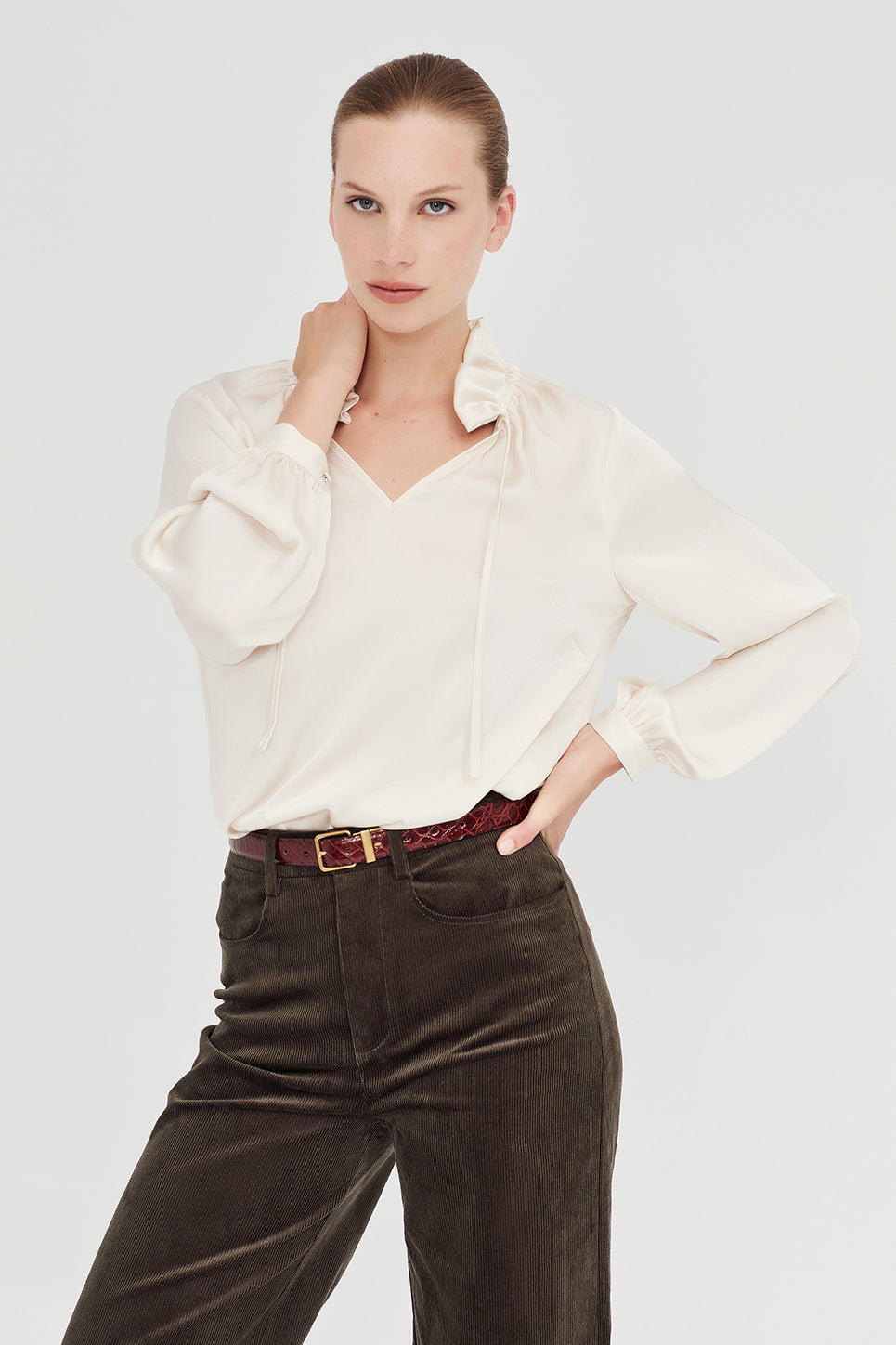 The Patti Blouse in Pearl