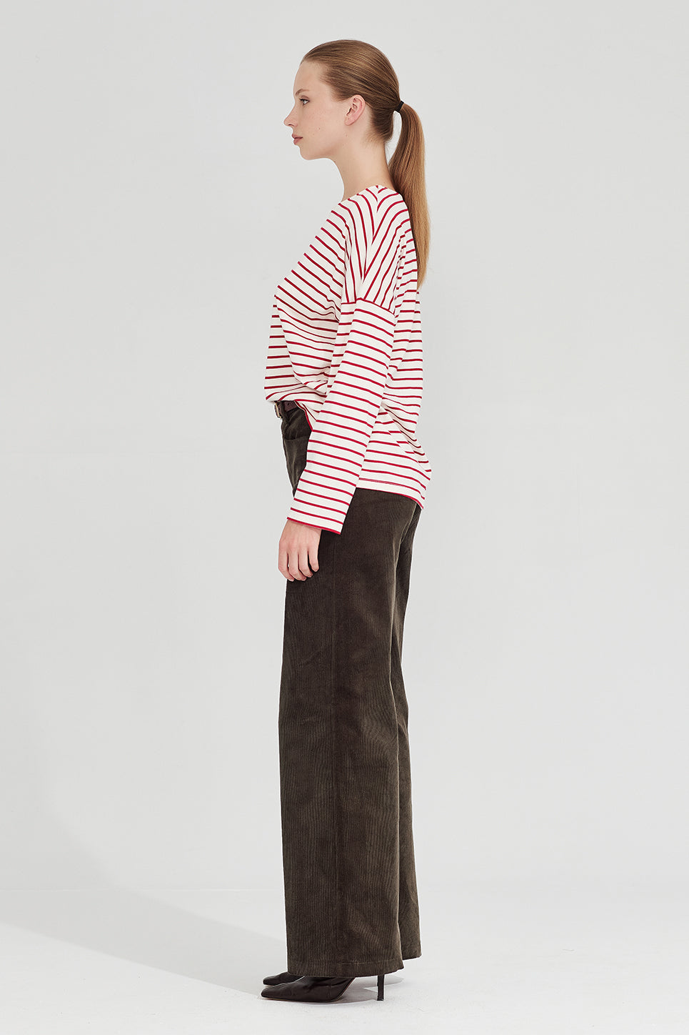 The Olsen Tee in Scarlet/Ivory Stripe