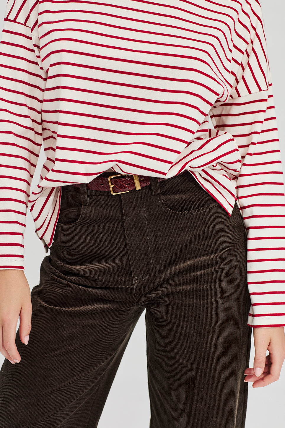 The Olsen Tee in Scarlet/Ivory Stripe