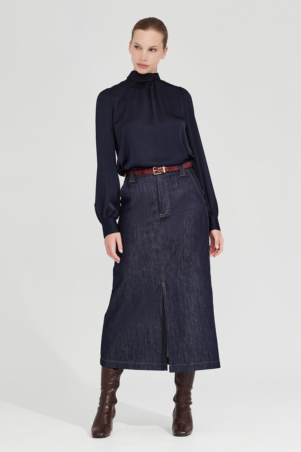 The Dryden Skirt in Indigo Denim