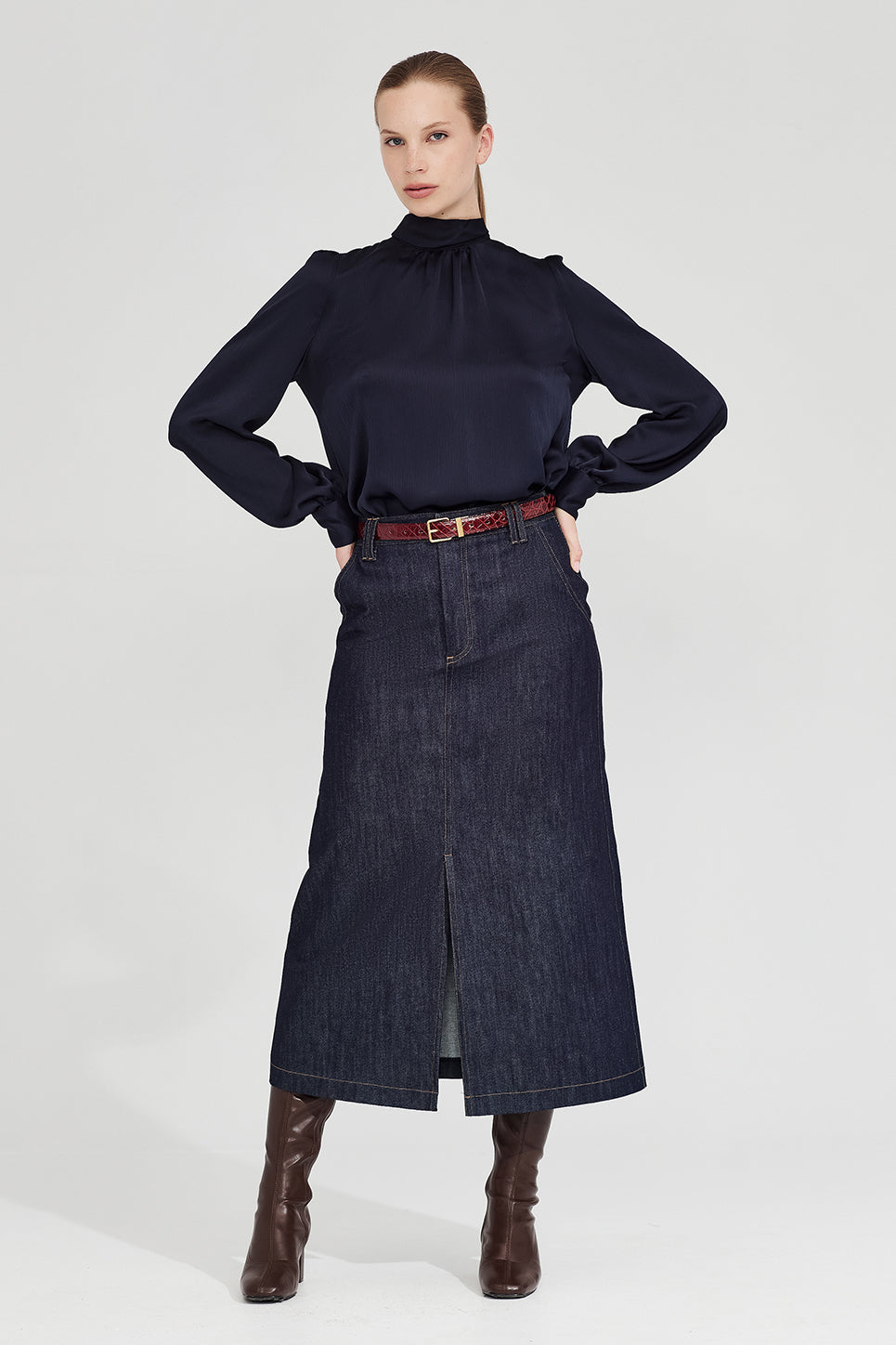 The Dryden Skirt in Indigo Denim