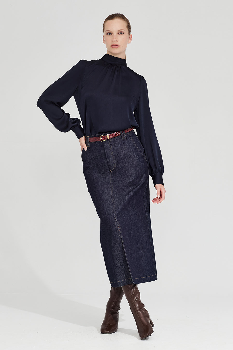 The Dryden Skirt in Indigo Denim