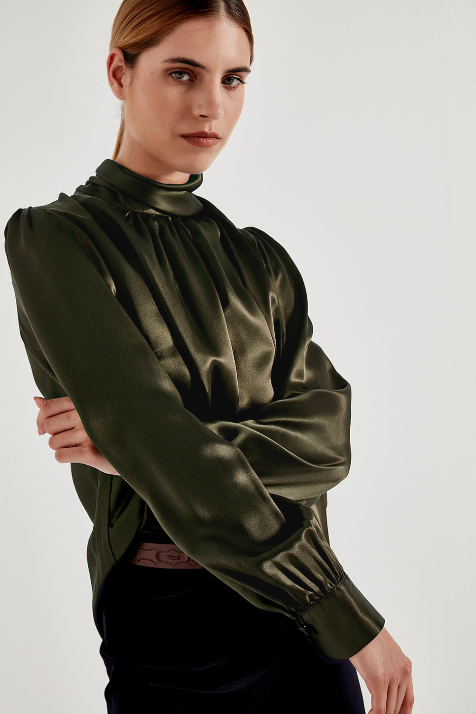 The Bowie Blouse in Khaki