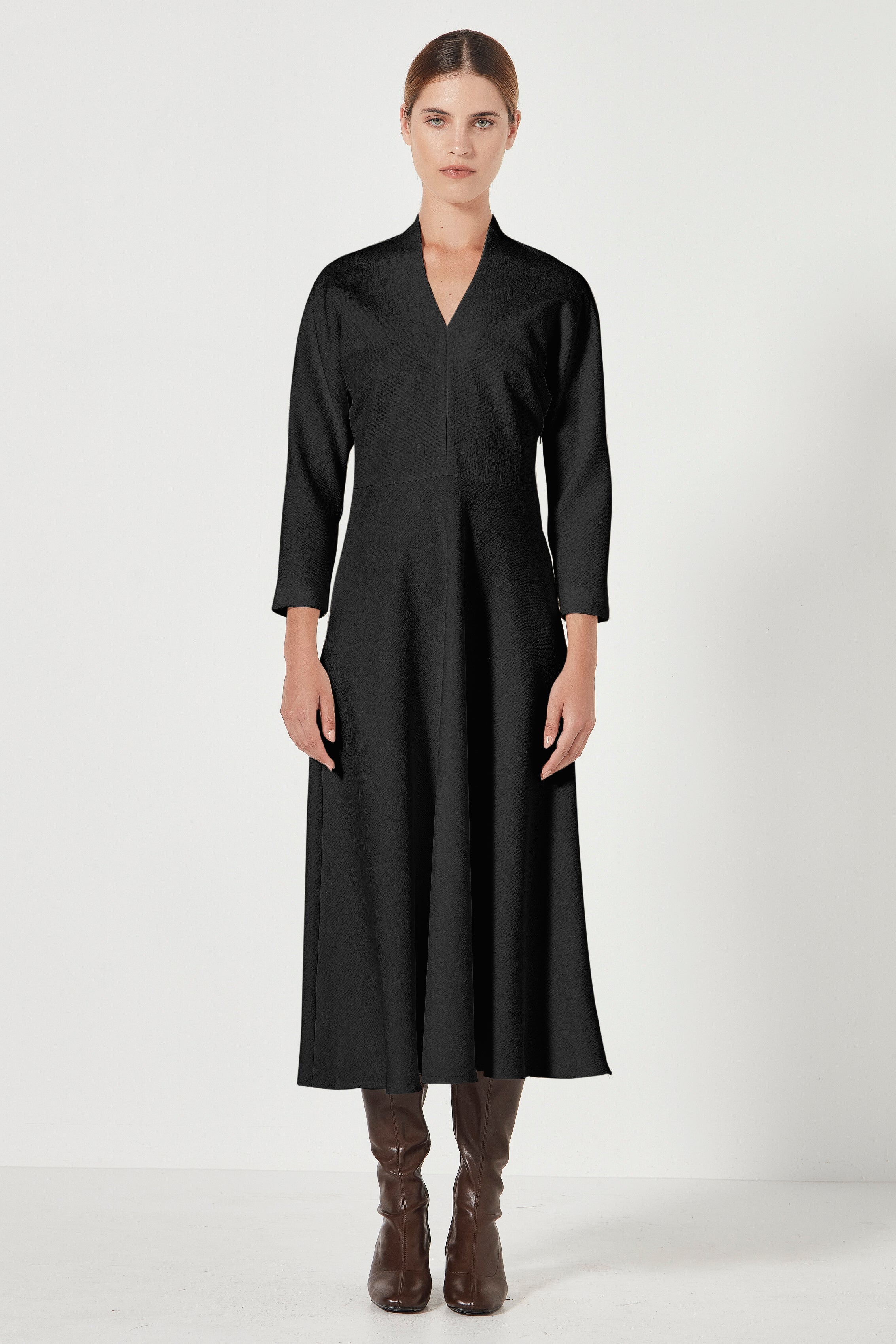 The Amelia Dress in Black Jacquard