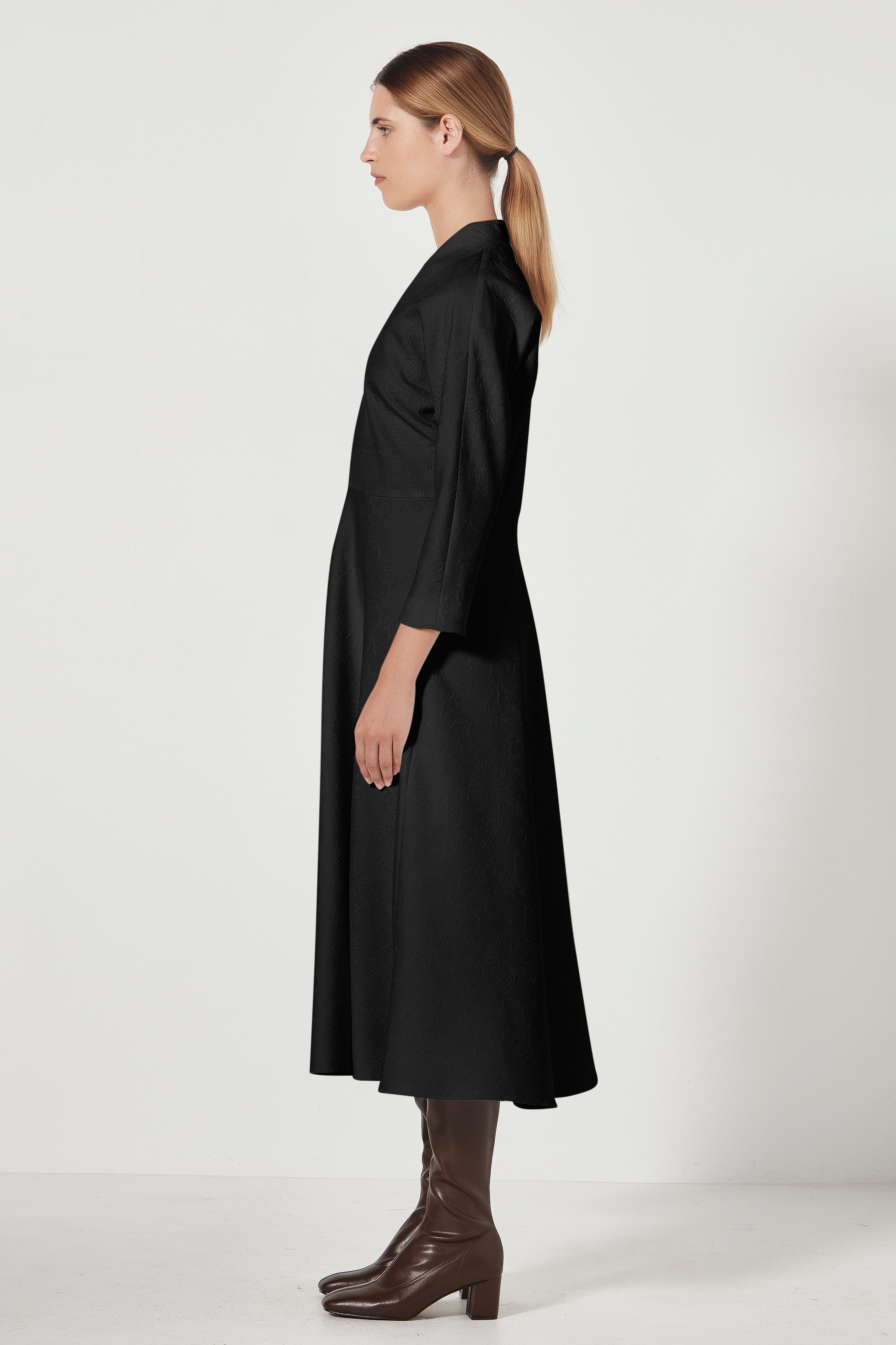 The Amelia Dress in Black Jacquard