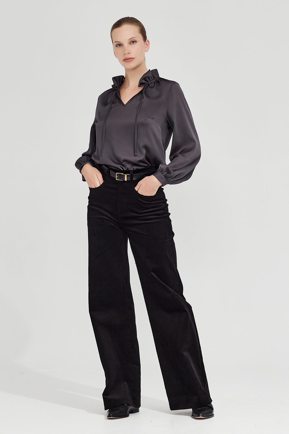 The Patti Blouse in Gunmetal