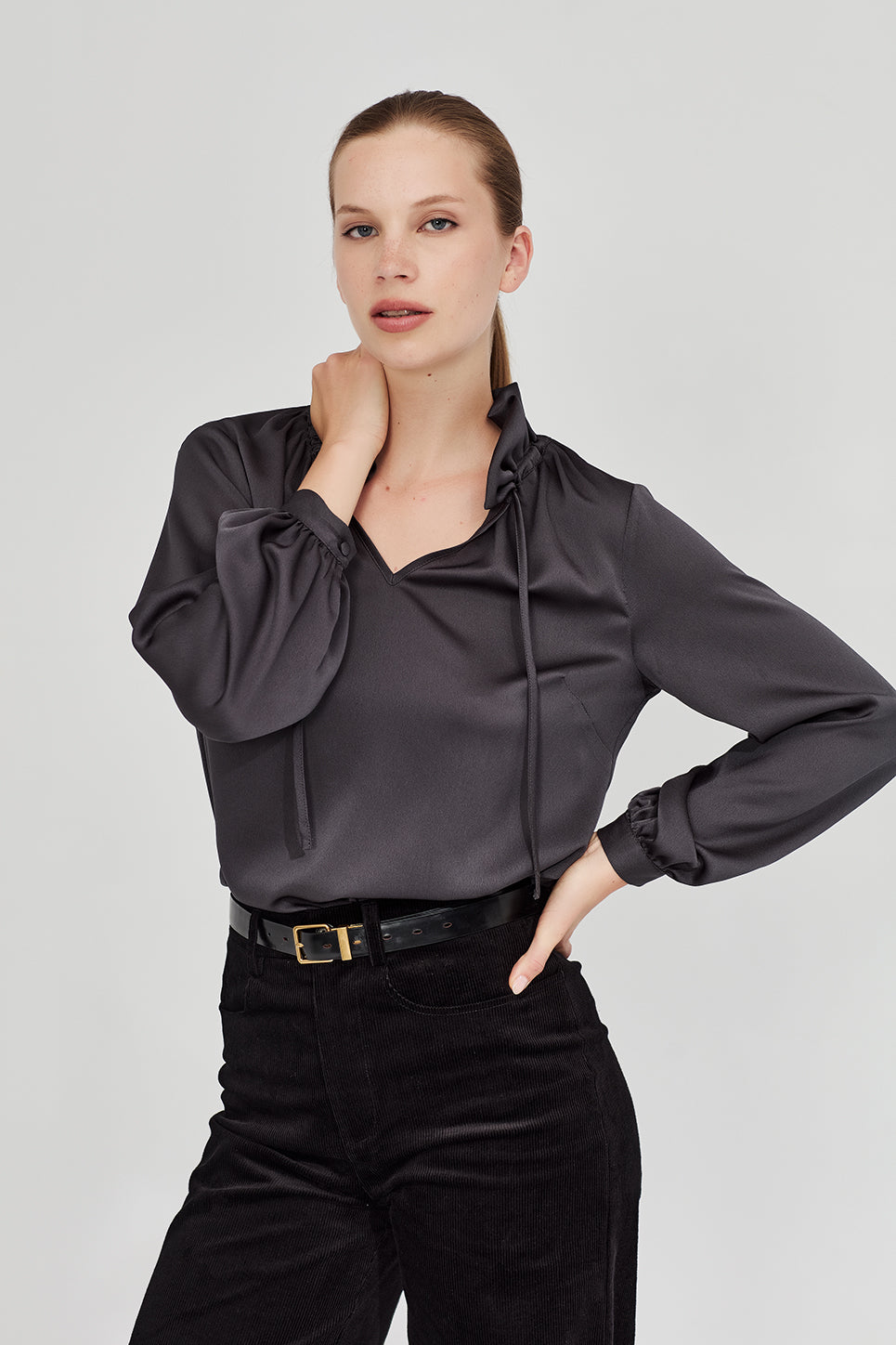 The Patti Blouse in Gunmetal