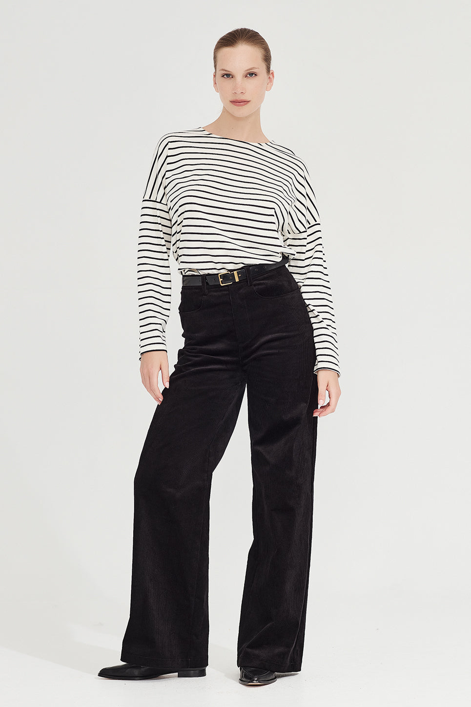 The Olsen Tee in Black/Ivory Stripe