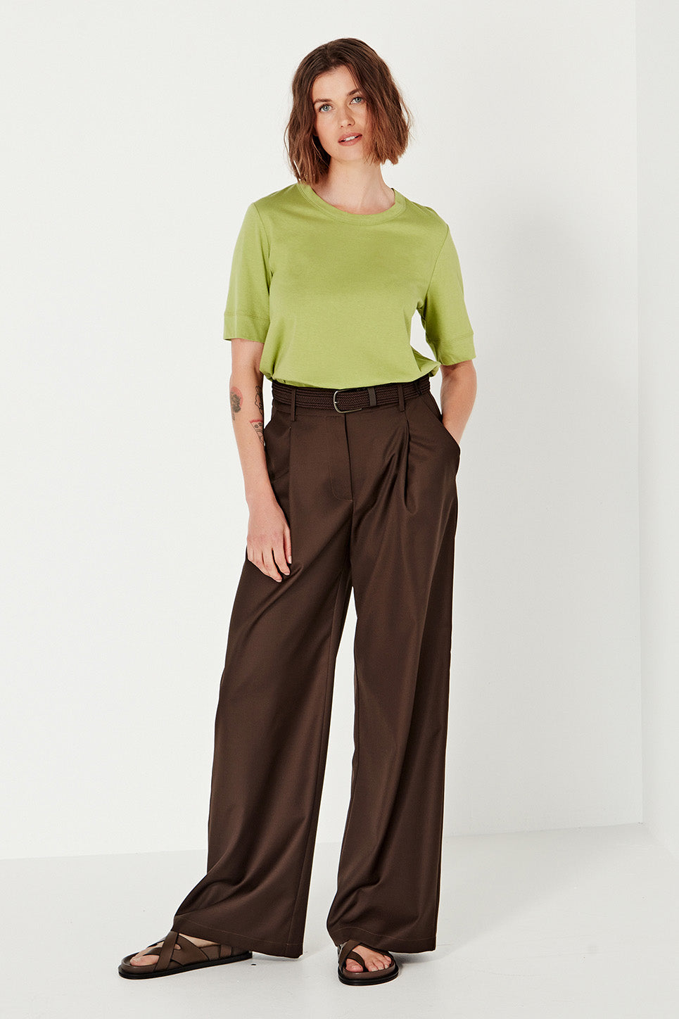The Column Tee in Chartreuse