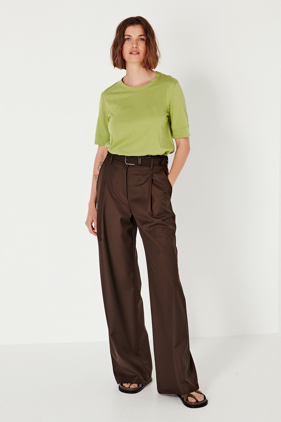 The Column Tee in Chartreuse