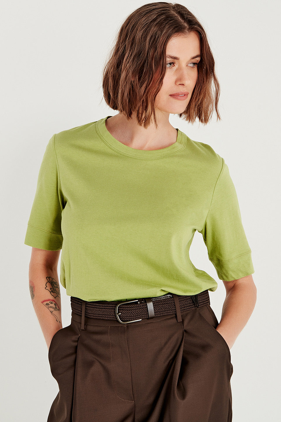 The Column Tee in Chartreuse