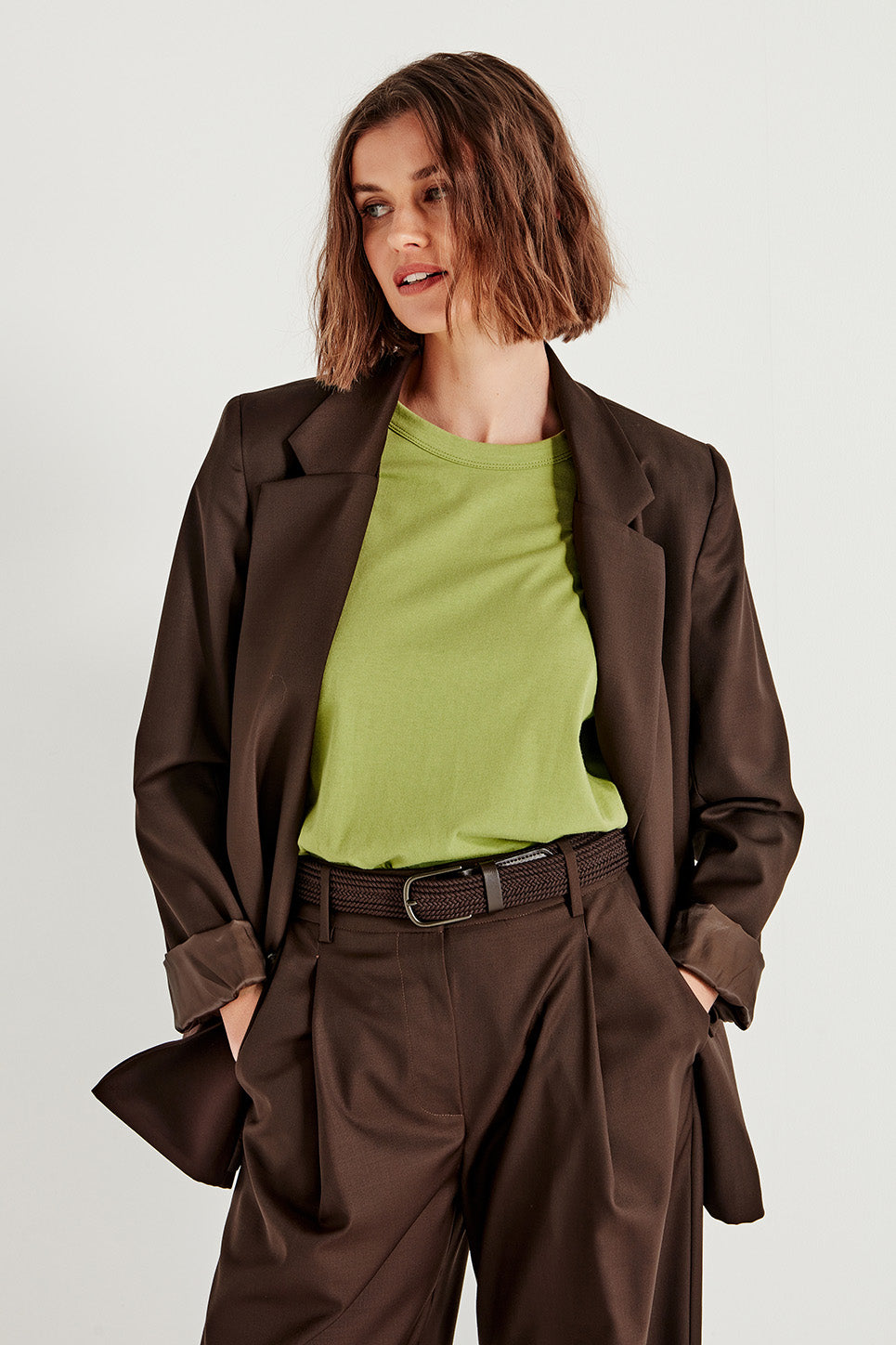 The Column Tee in Chartreuse