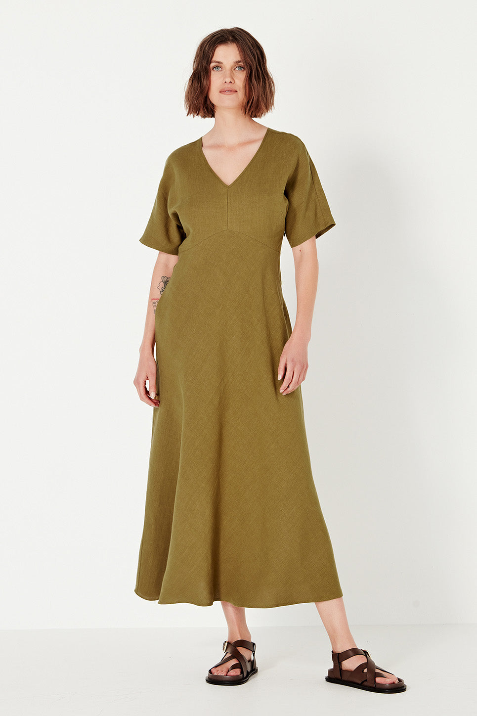Evie Dress in Chartreuse